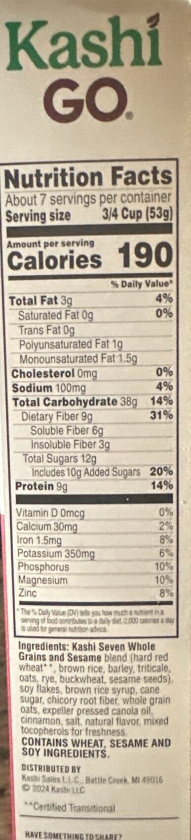 Kashi GO Lean Crunch Cereal packshot