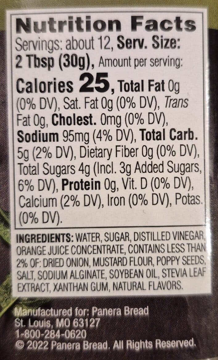 Panera Bread Dressing Poppy Seed packshot