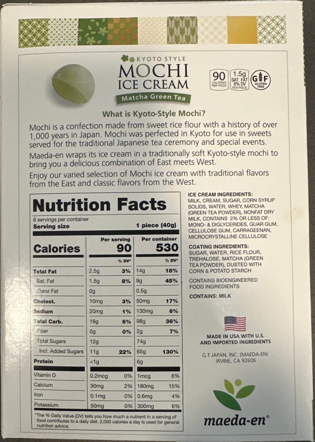 G. T Japan Inc. Gourmet Mochi Ice Cream Bonbons packshot