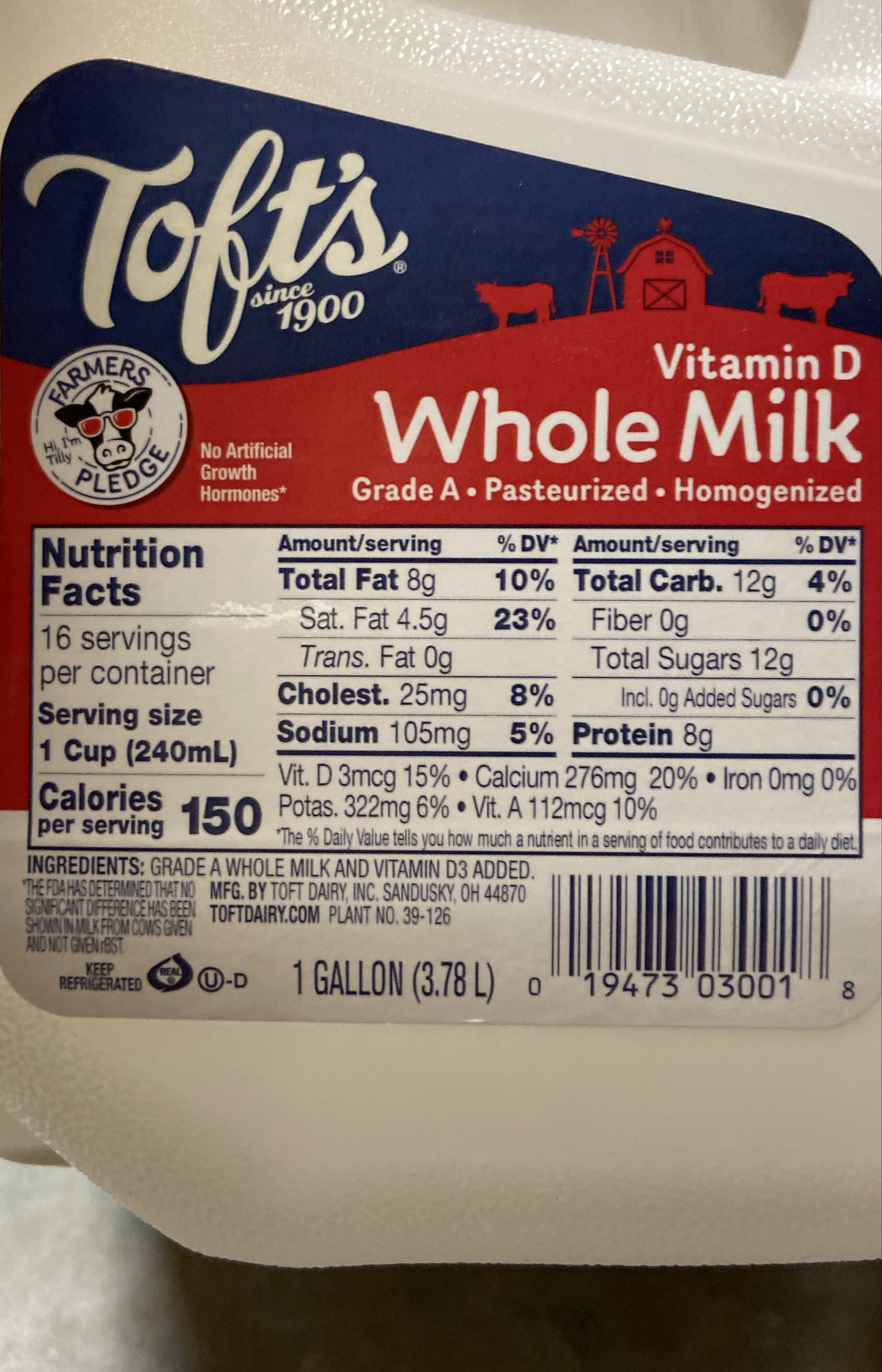 whole milk Toft’s packshot