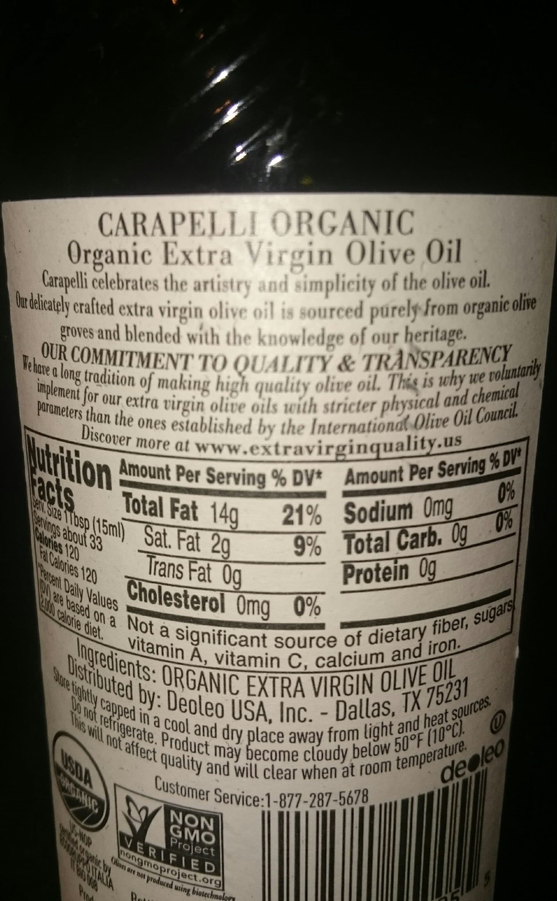 Carapelli Organic Extra Virgin Olive Oil packshot