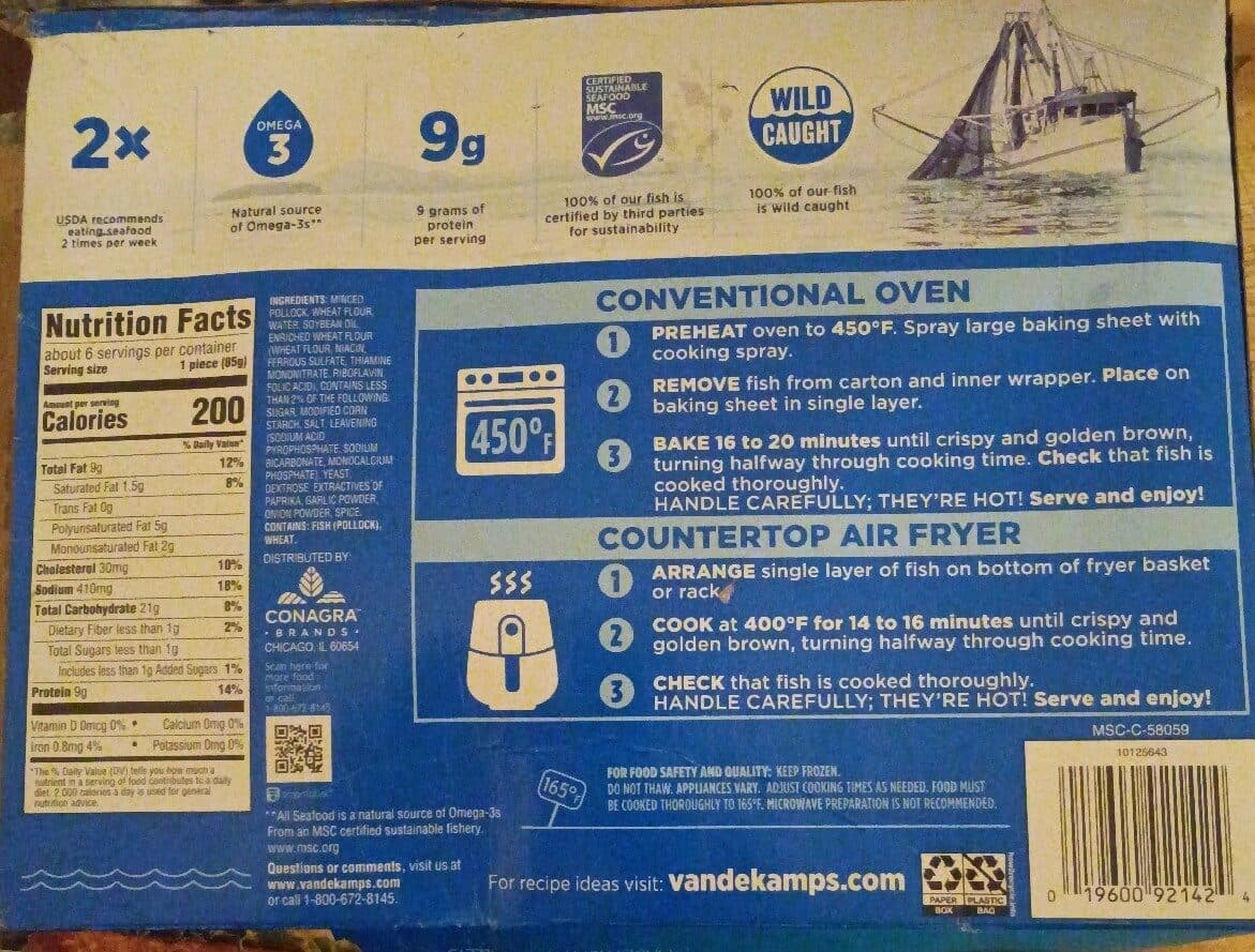 Van De Kamp's Fish Sandwich Fillets packshot