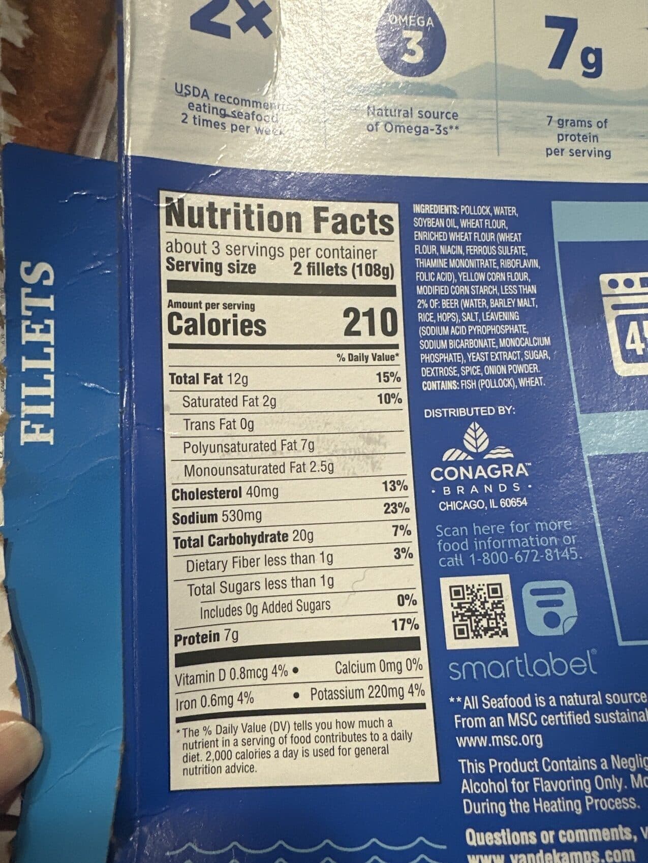 Van de Kamp's BEER BATTERED FILLETS packshot