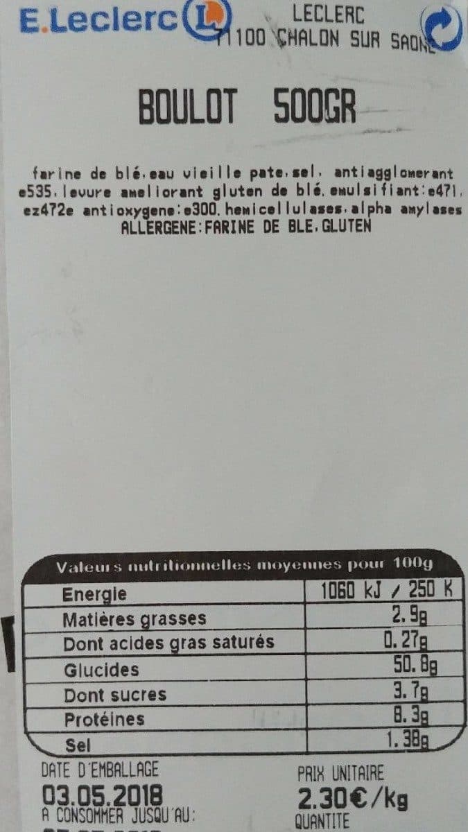 Open Food Facts Pain boulot packshot