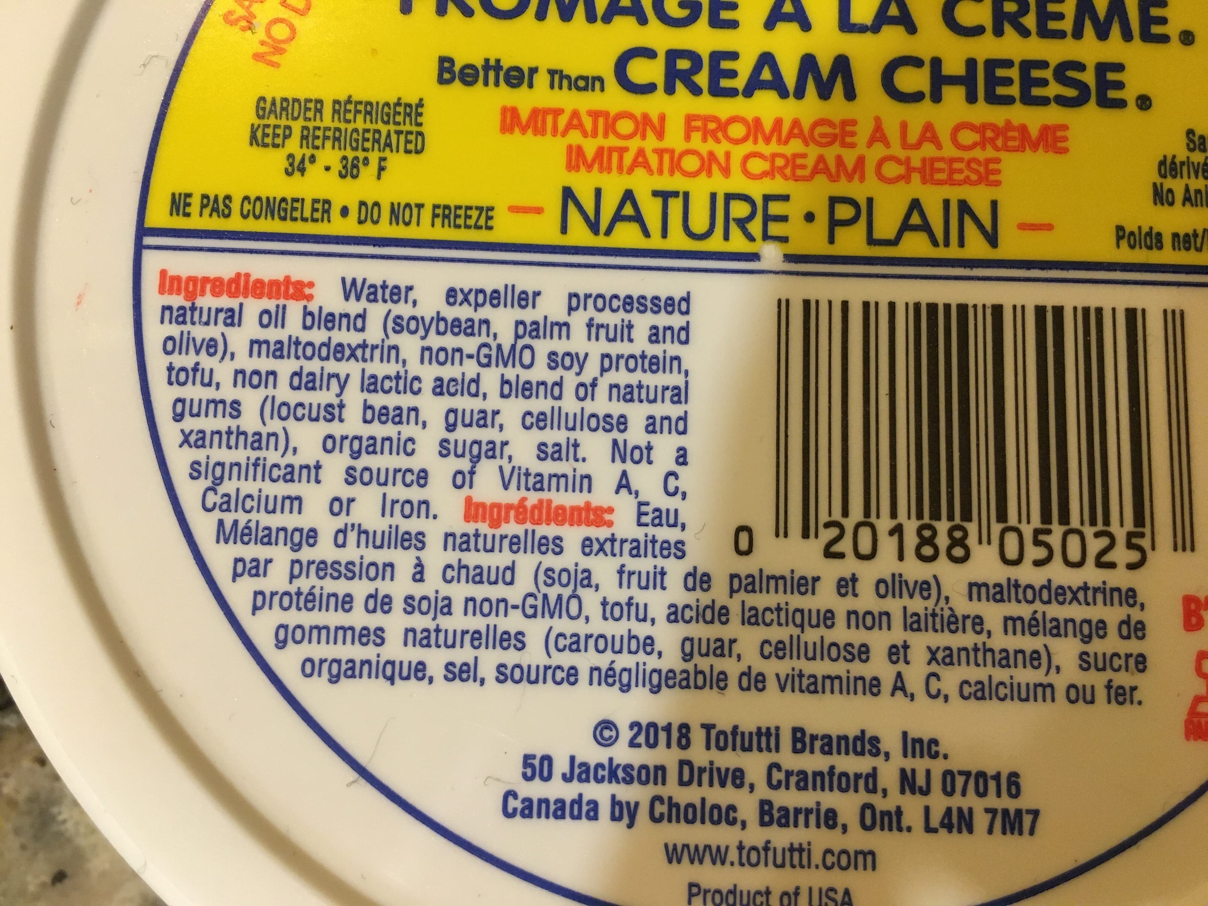 Tofutti Brands Inc. Imitation Cream Cheese packshot