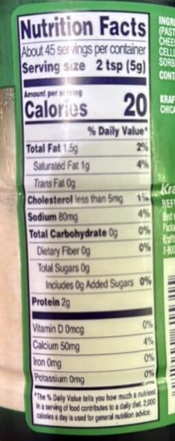 Kraft Parmesan Cheese packshot