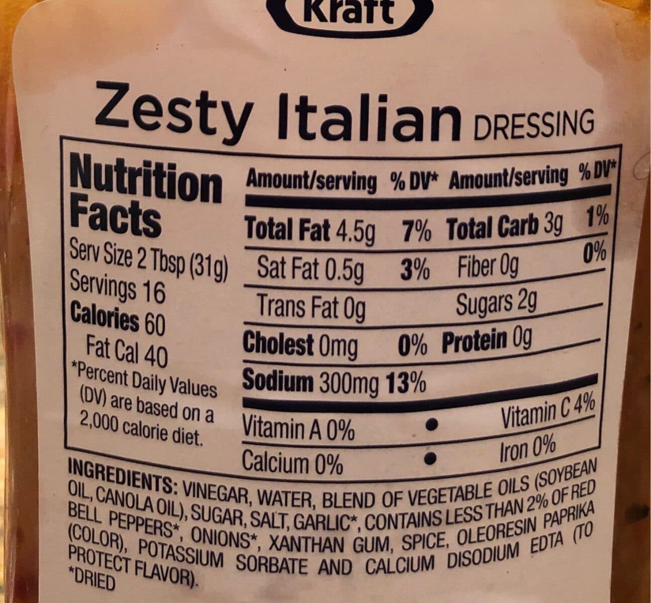 Kraft Zesty Italian Dressing packshot