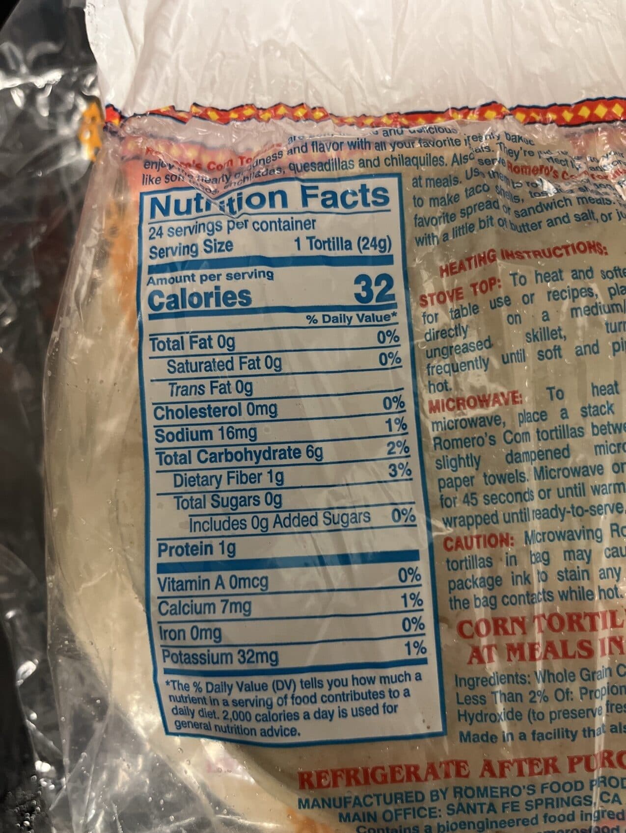 Romero's Whole Grain Corn Tortillas packshot