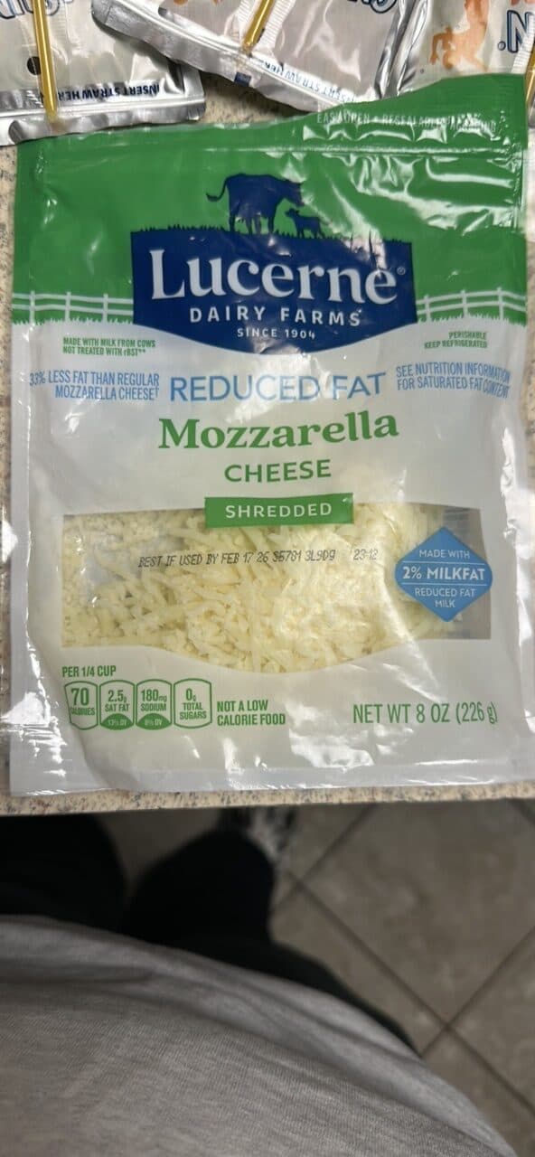 Lucerne Dairy Farms Reduced Fat Mozzarella Cheese packshot