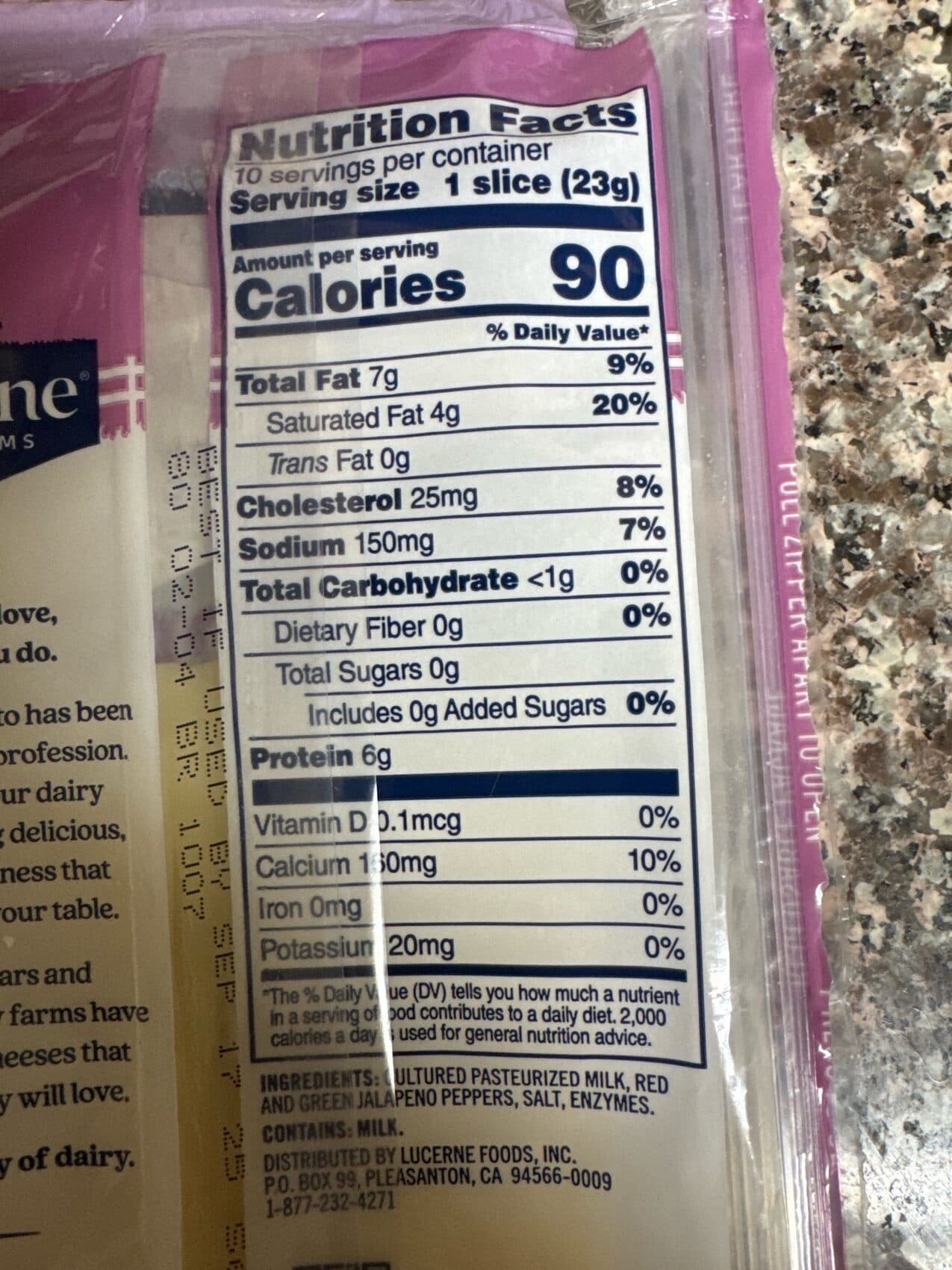 Lucerne Pepper Jack Cheese Slices packshot