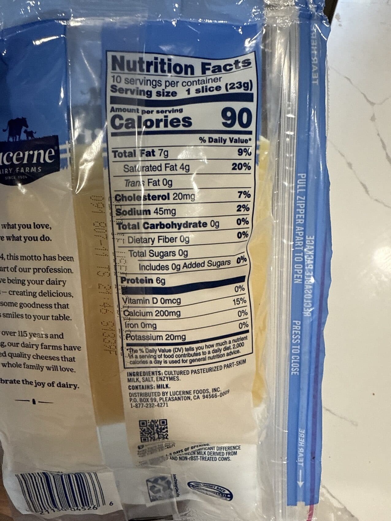 Lucerne Dairy Farms Swiss Cheese Slices packshot