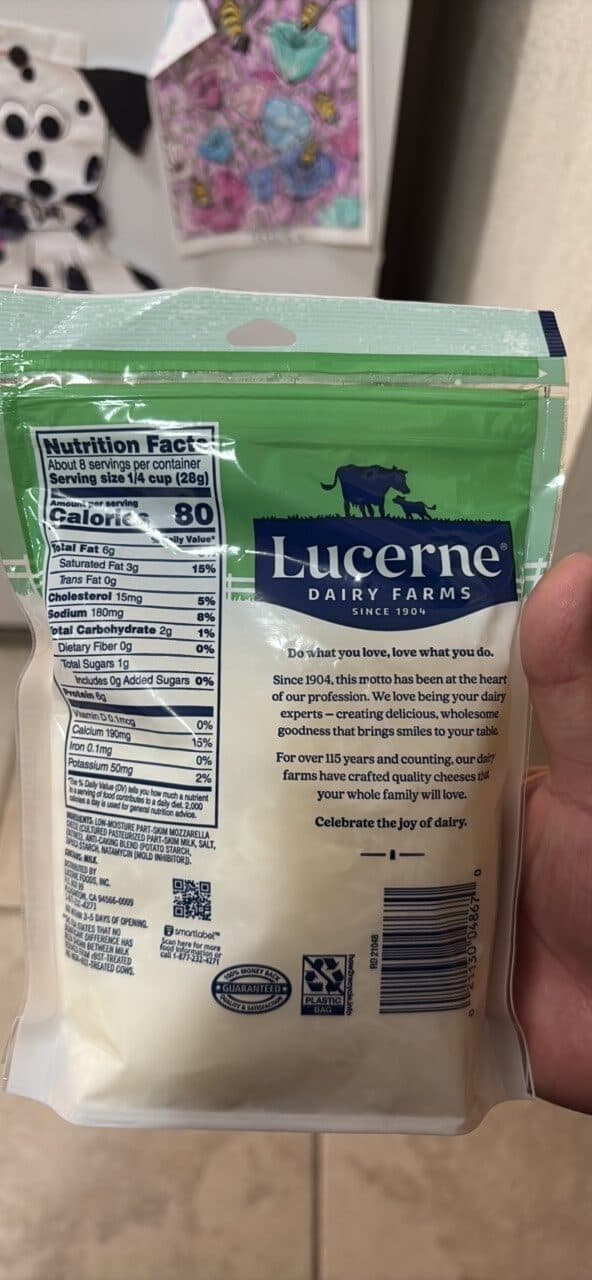Lucerne Dairy Farms low-moisture part-skim Mozzarella cheese packshot
