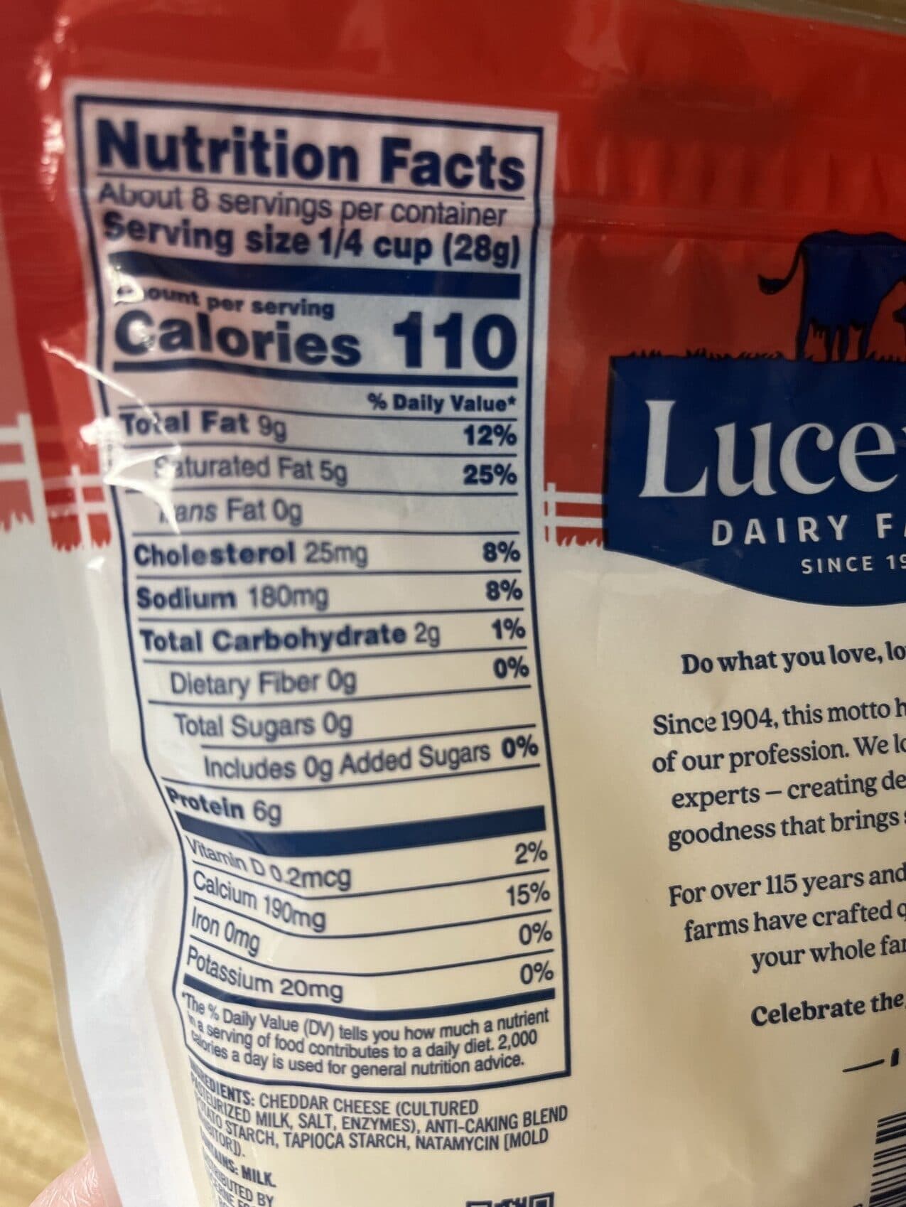 Lucerne Finely Shredded Sharp White Cheddar Cheese packshot