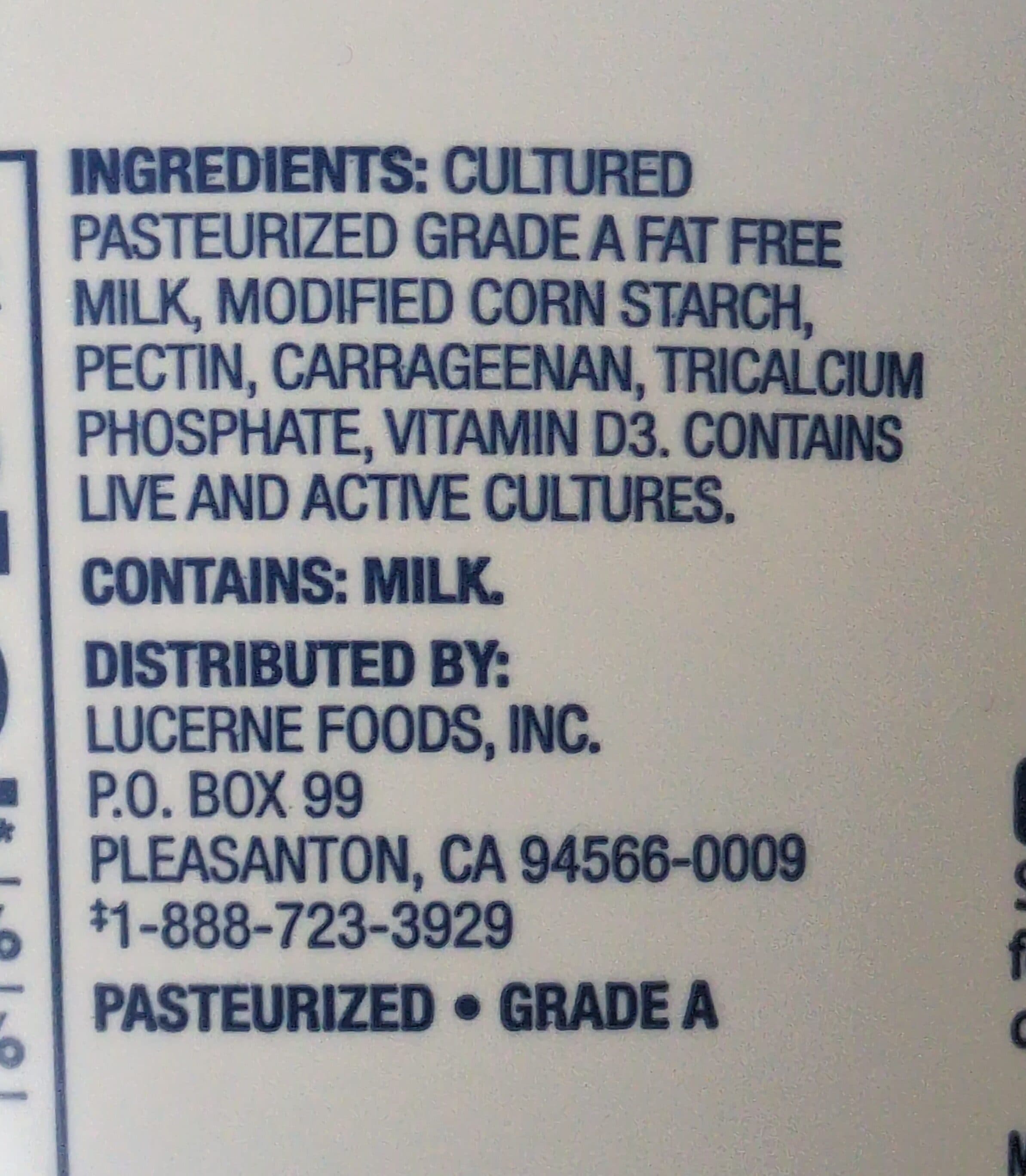 Lucerne Dairy Farms Plain Nonfat Yogurt packshot