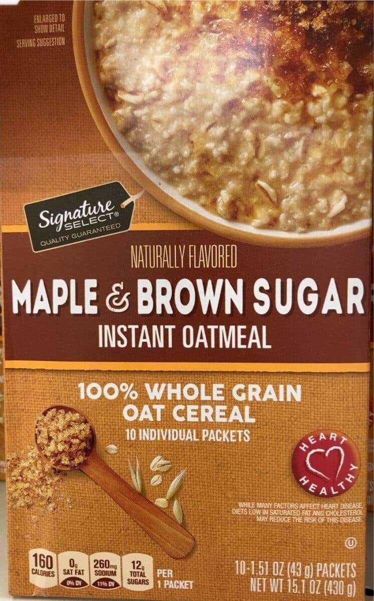 Signature Kitchens Maple & Brown Sugar Instant Oatmeal packshot
