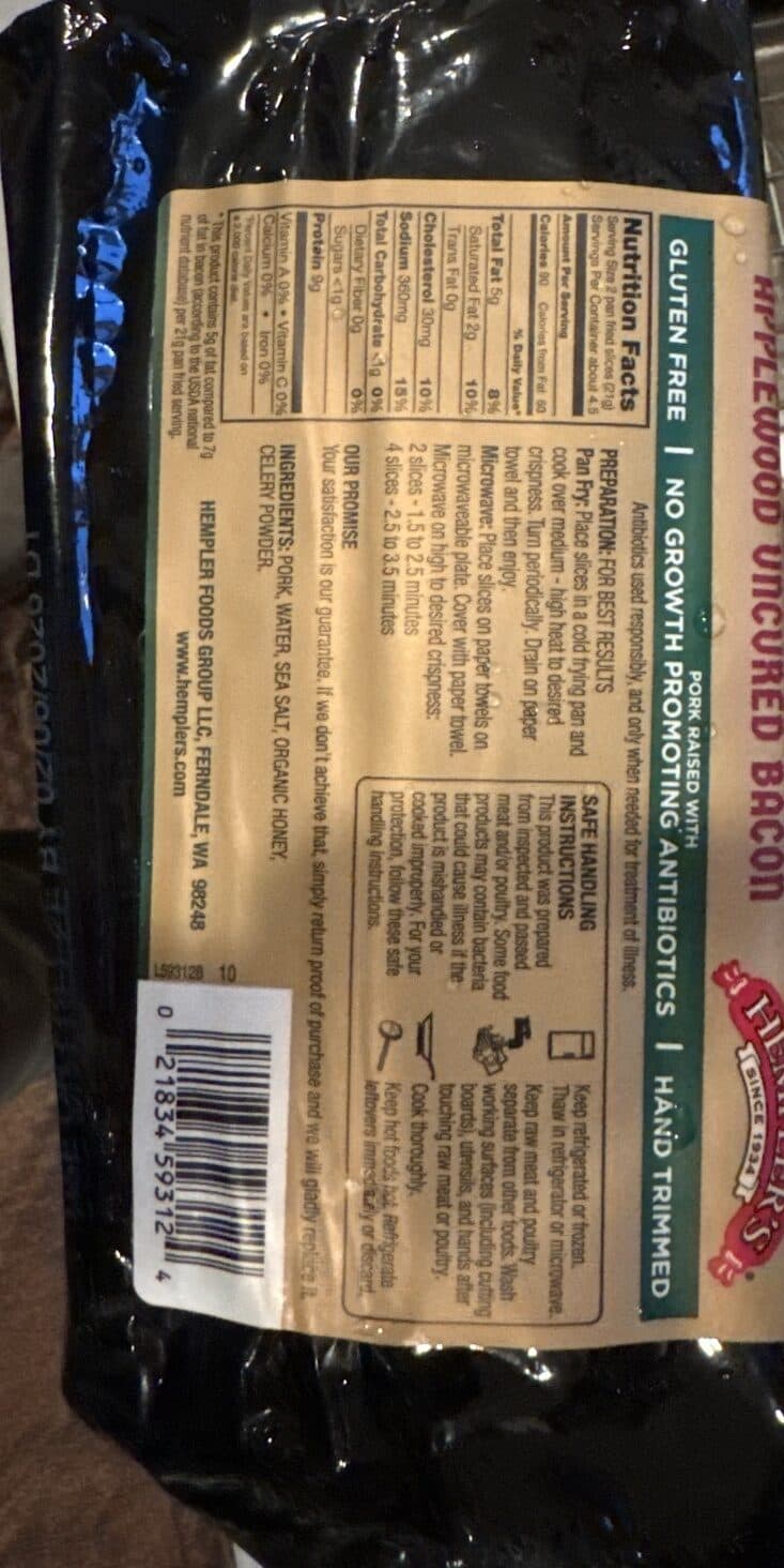 Hempler Foods Group Llc Apple Wood Smoked Uncured Center Cut Bacon packshot