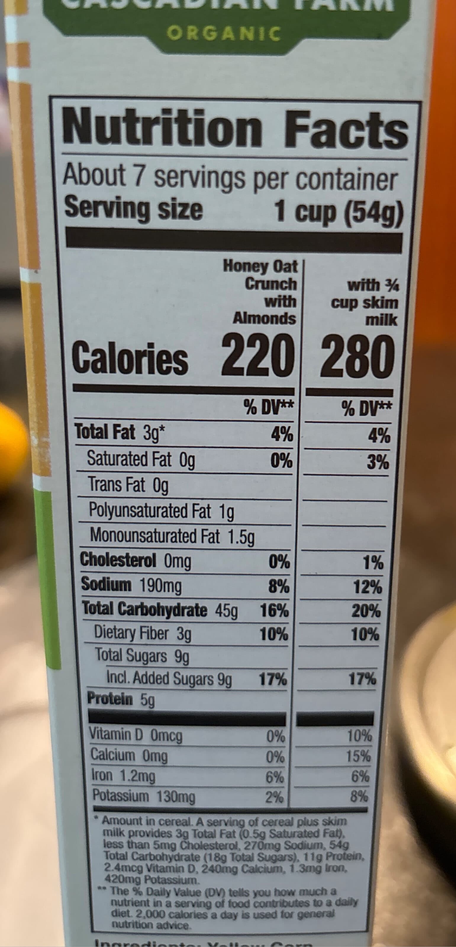 Cascadian Farm Organic Buzz Crunch Honey Almond Cereal packshot