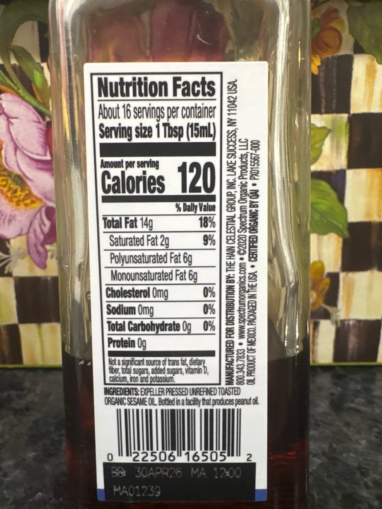 Spectrum Organic Toasted Sesame Oil packshot