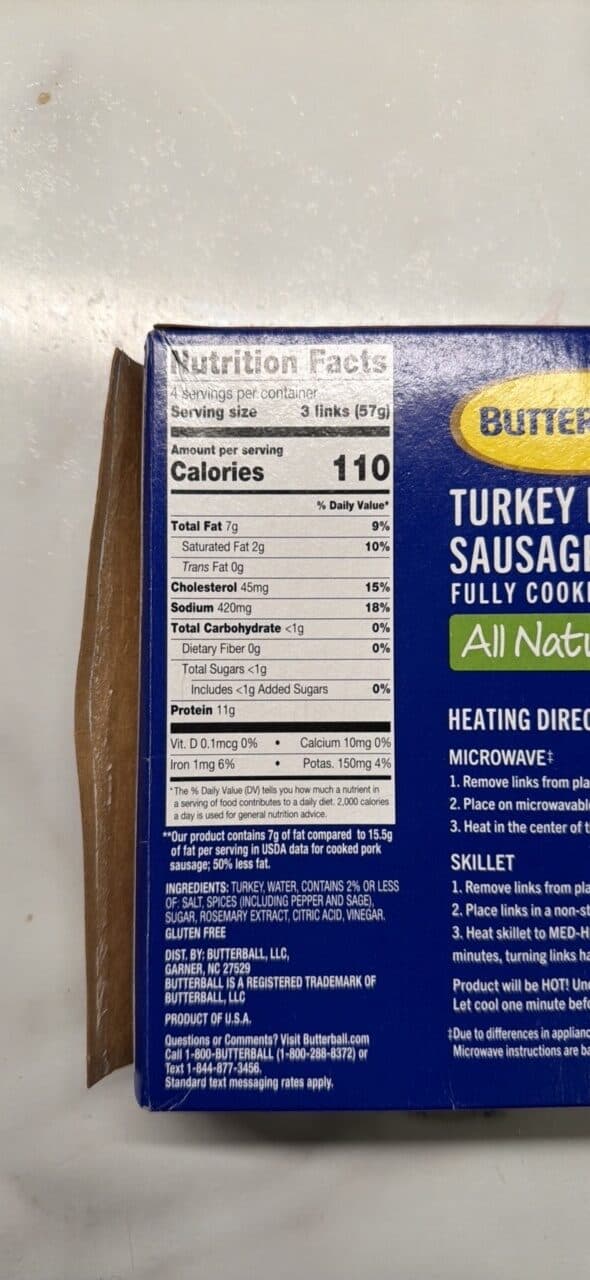 Butterball Turkey Breakfast Sausage Links packshot