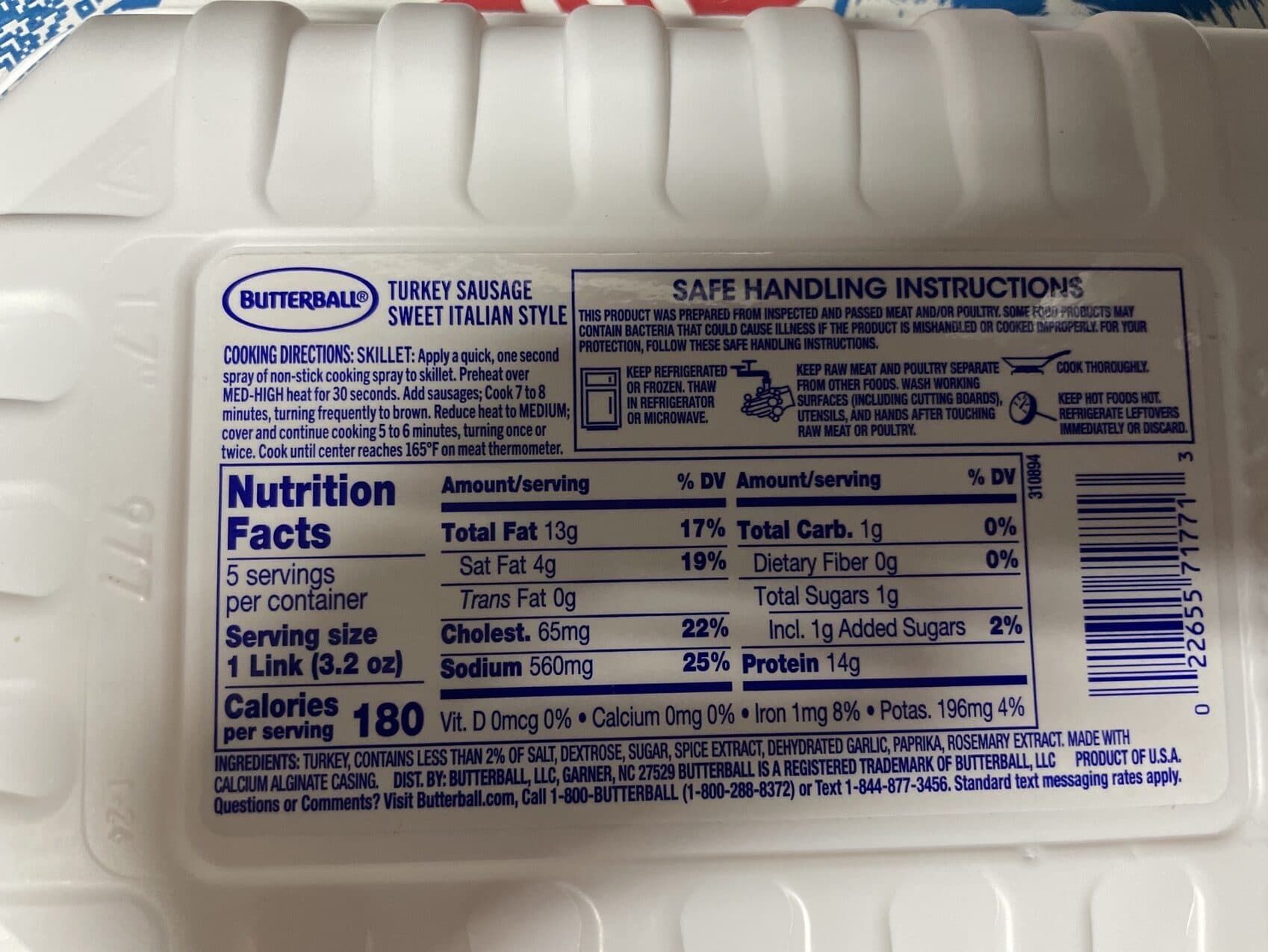Butterball Sweet Turkey Sausage packshot