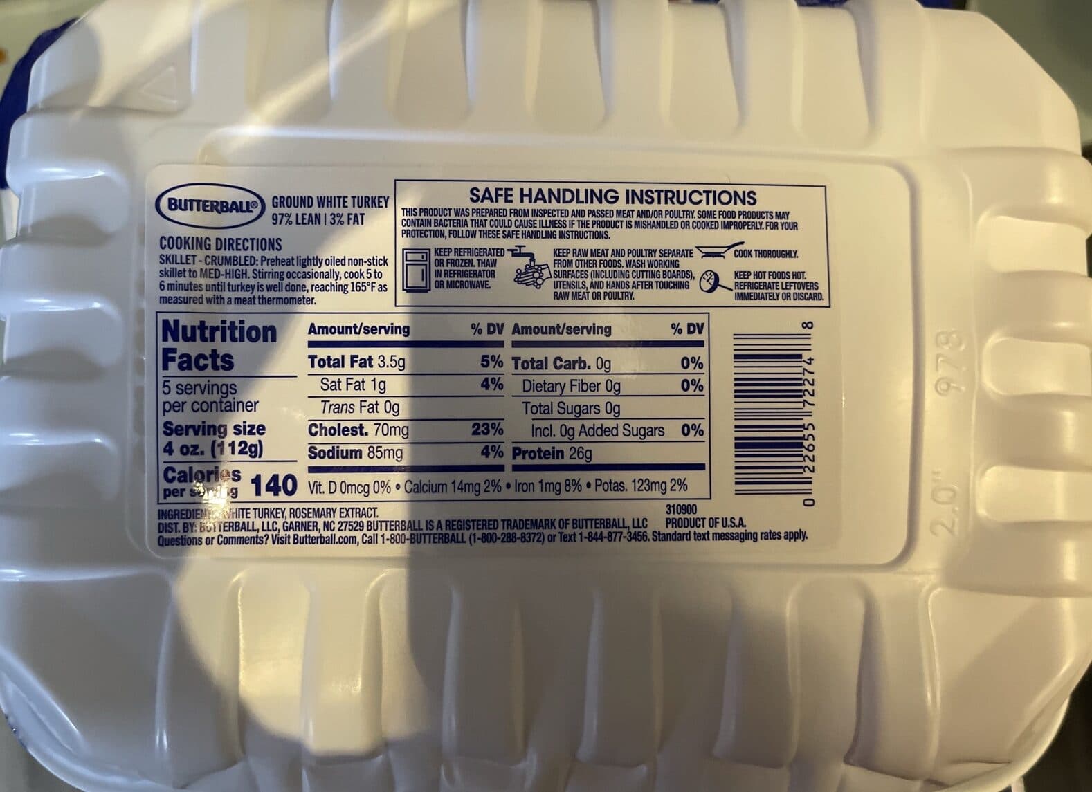 Butterball Ground White Turkey packshot