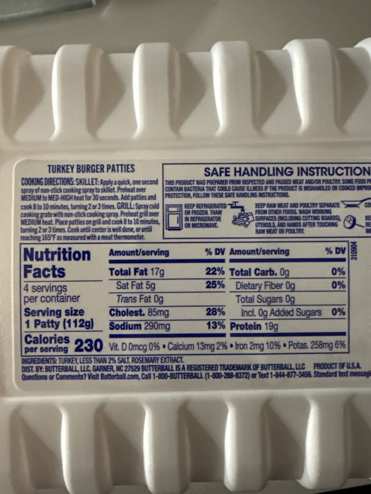 Butterball Turkey Burger Patties packshot