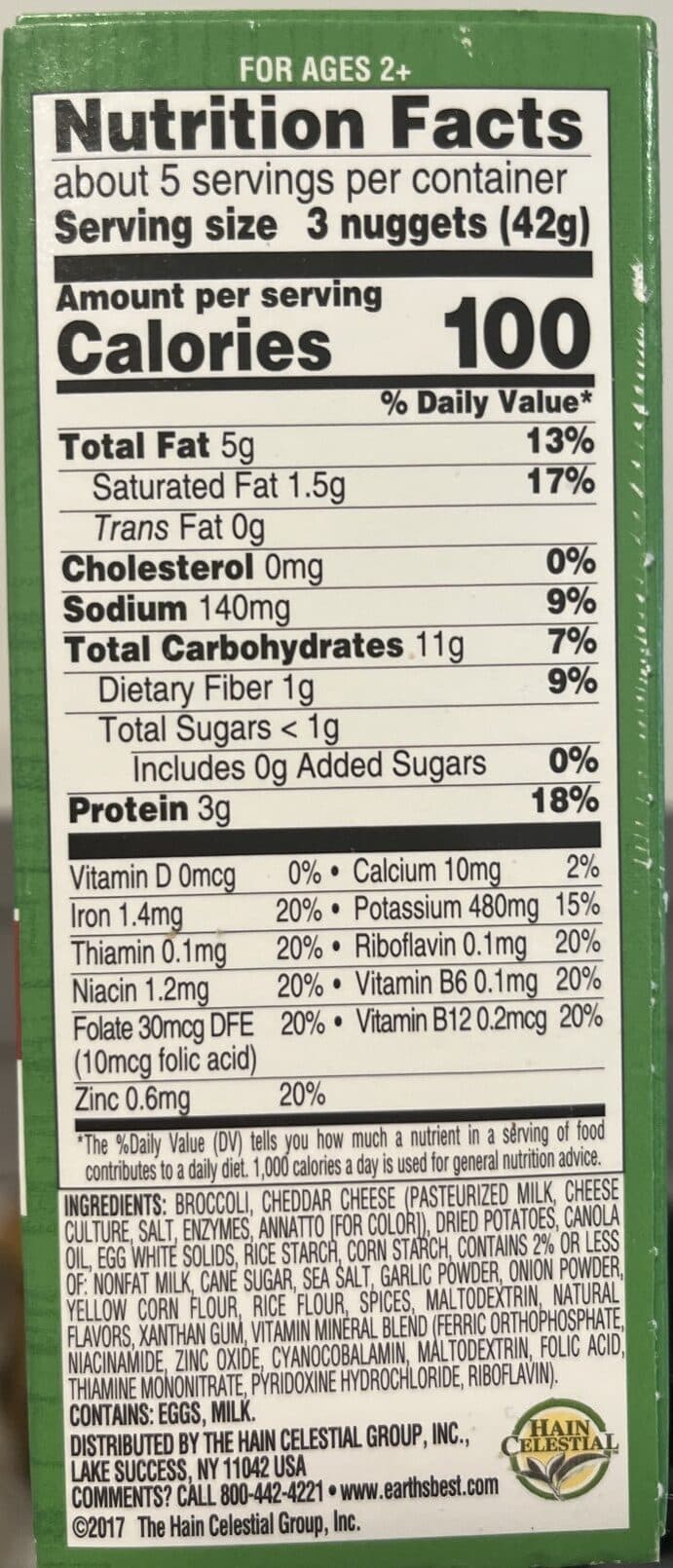 Earth's Best Broccoli & Cheese Nuggets packshot