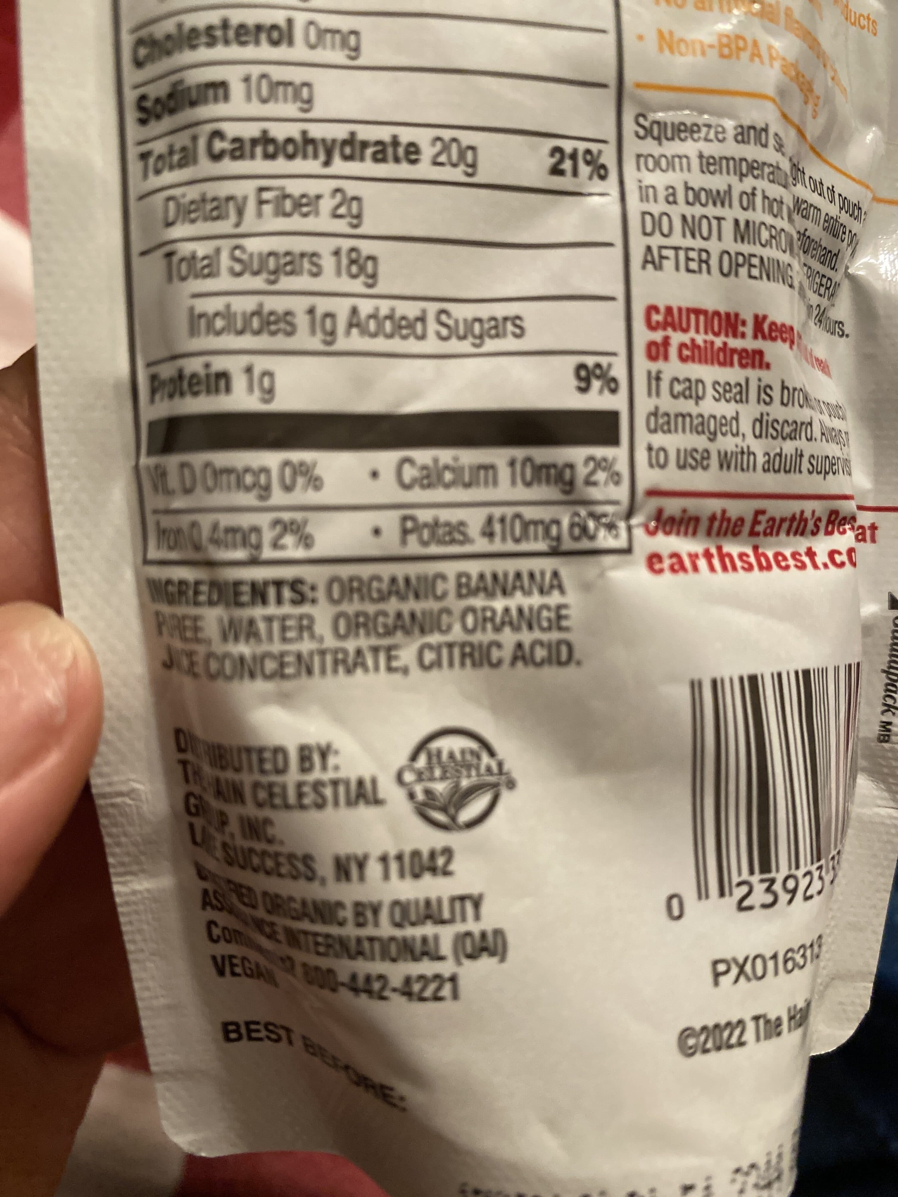 Earth's Best Organic organic baby food puree packshot
