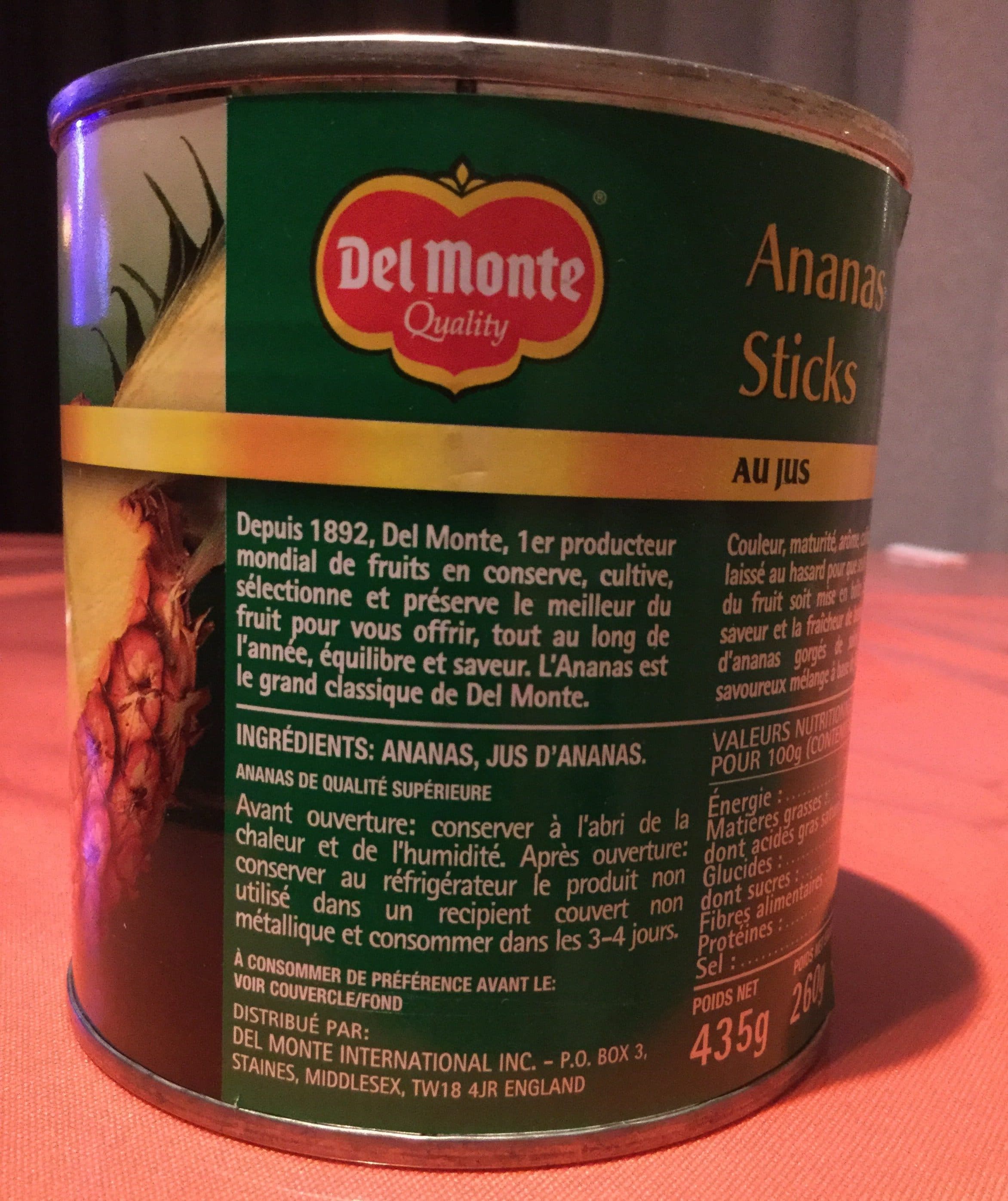 Del Monte Ananas sticks packshot