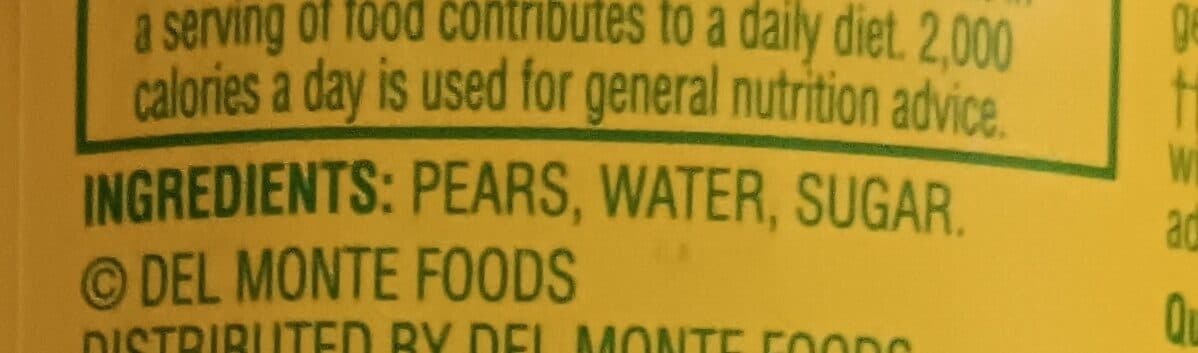 Del Monte Lite Sliced Pears packshot