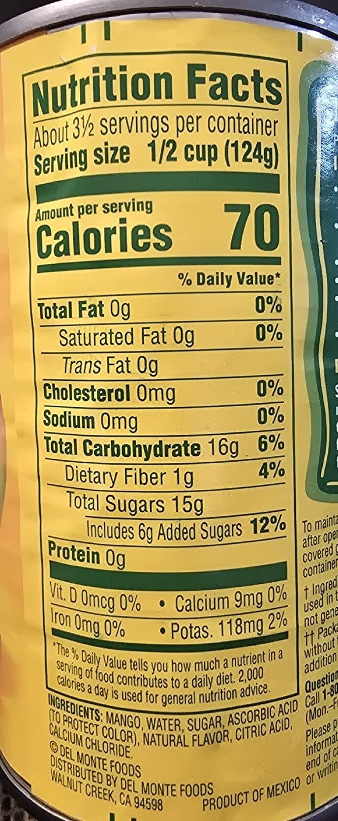 Del Monte Diced Mangos packshot