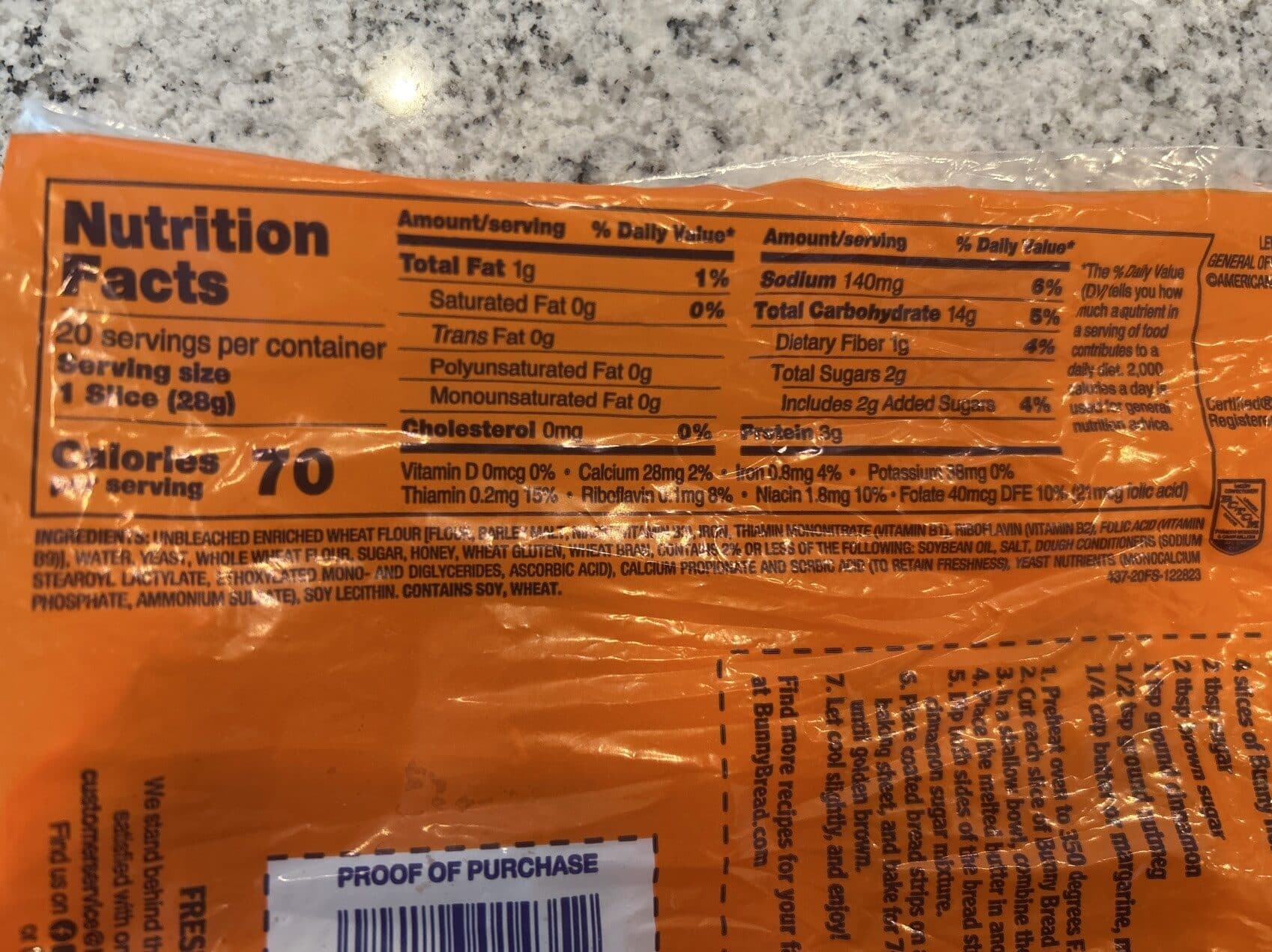 Bunny Honey Wheat Special Recipe Bread packshot