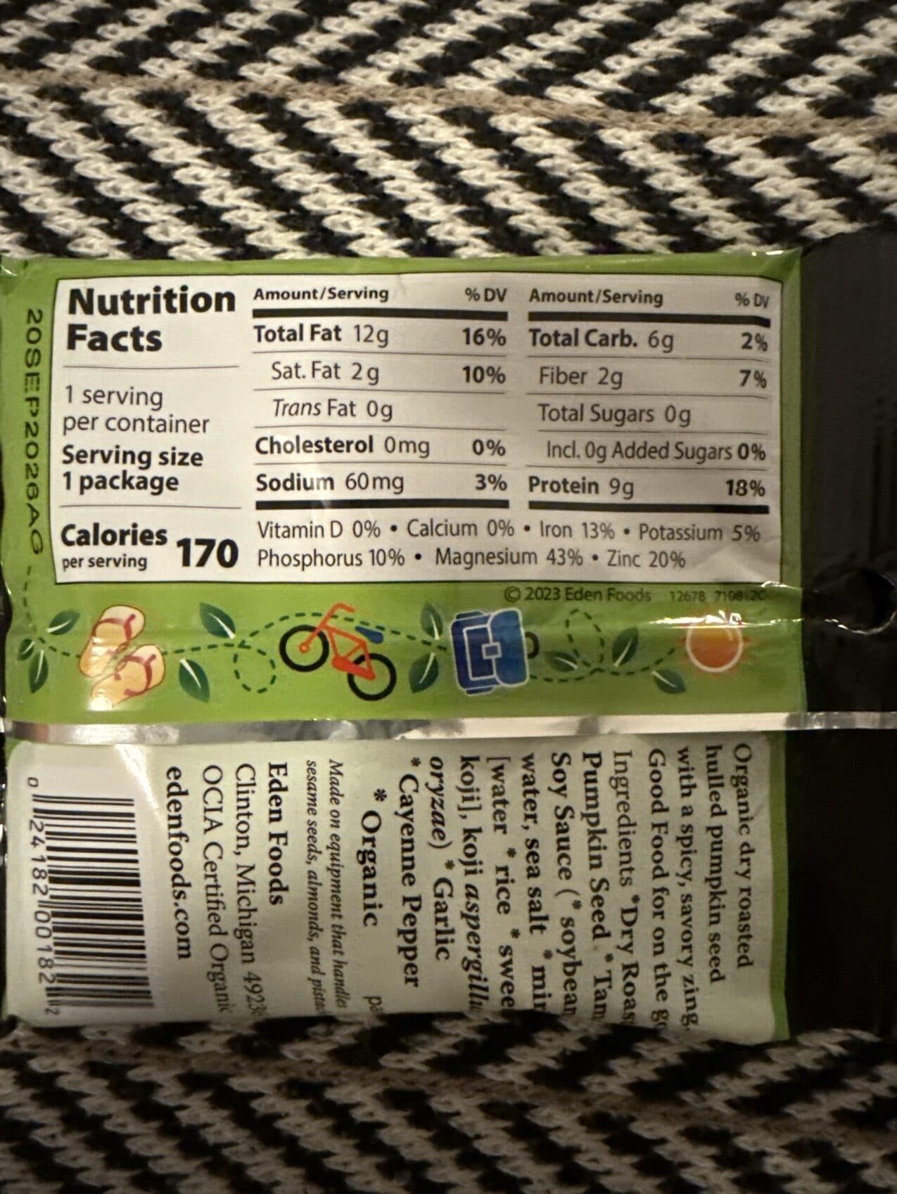 Eden Dry Roasted Pumpkin Seeds packshot