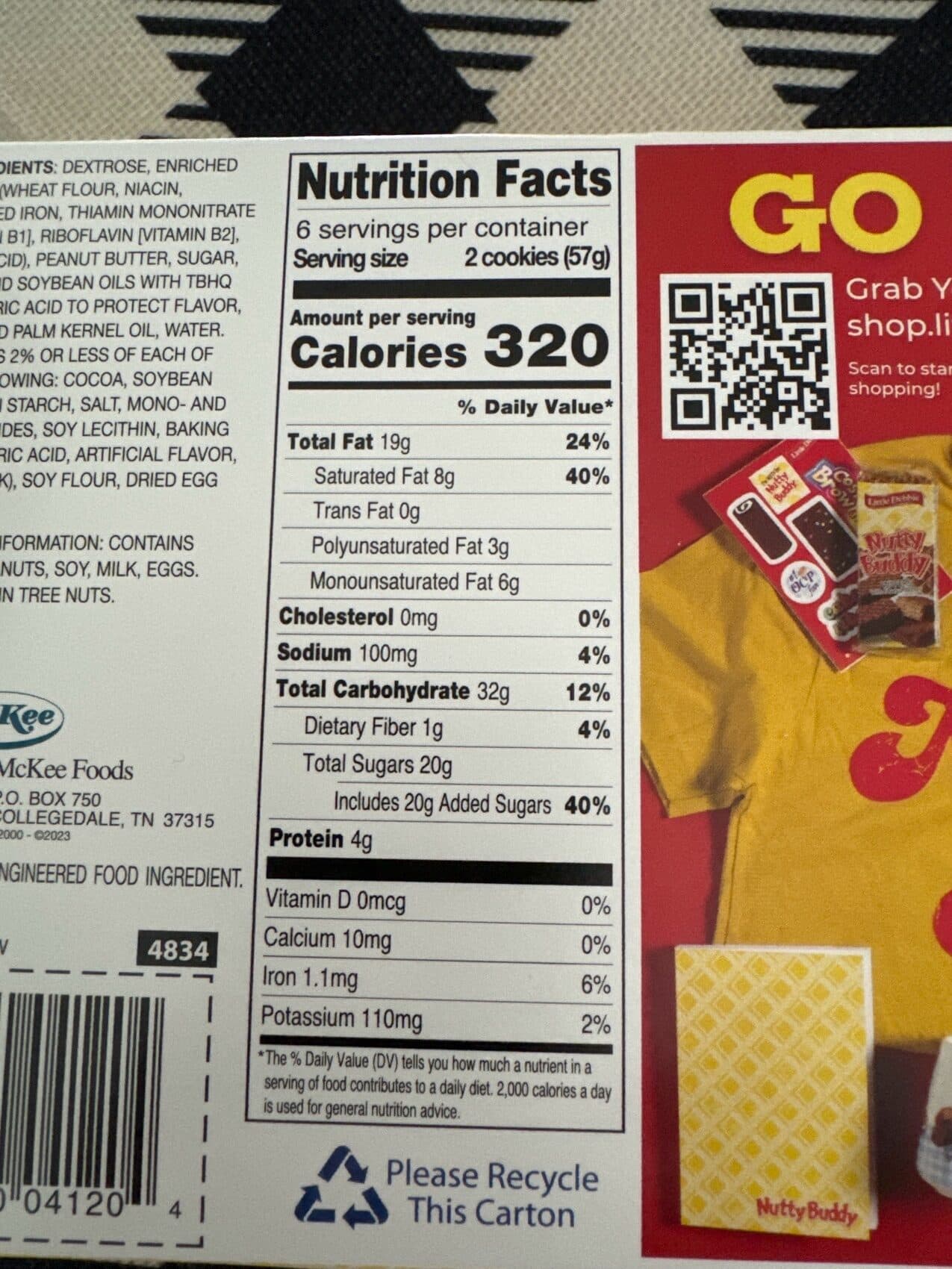 Little Debbie Wafers with peanut butter packshot
