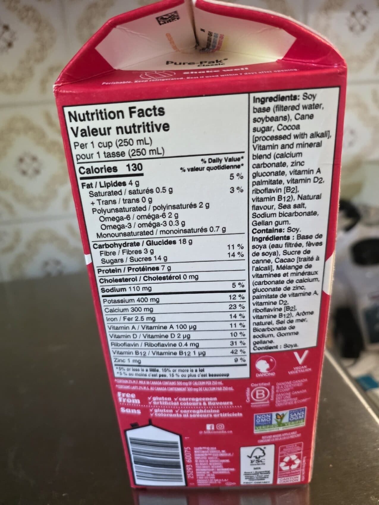Silk Soy Chocolate Fortified Beverage packshot