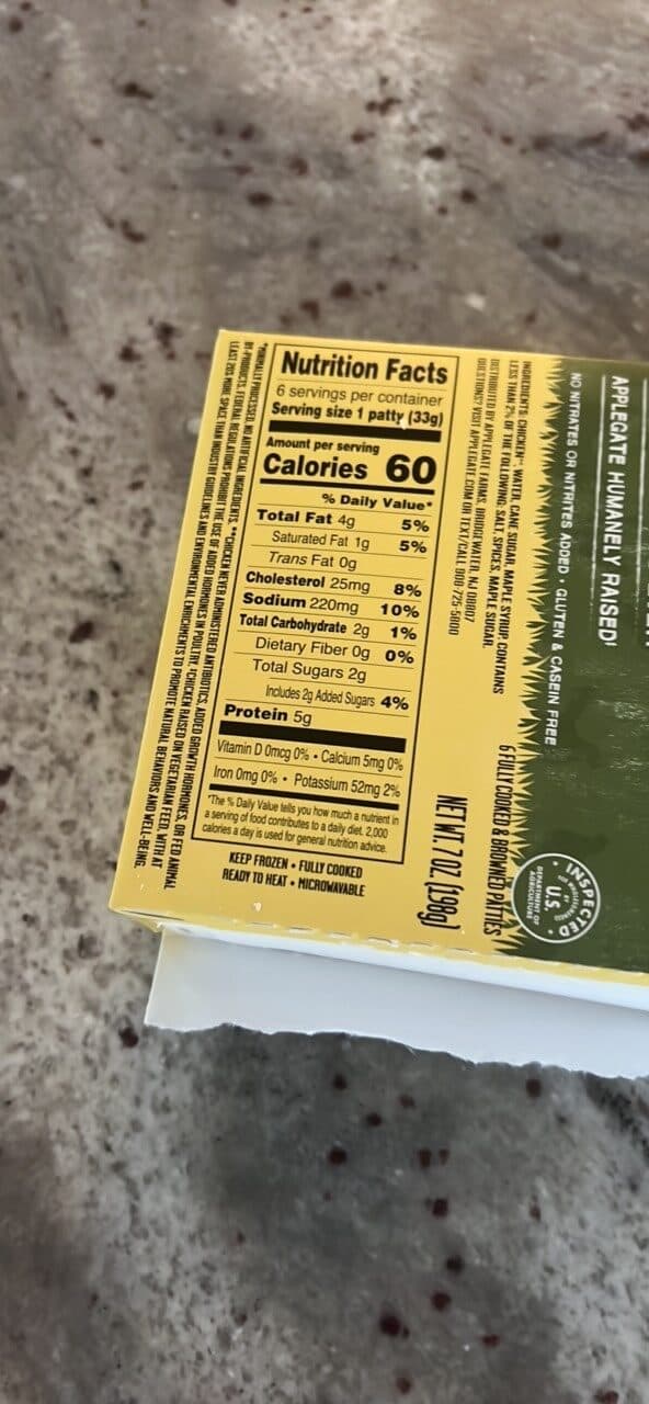 Applegate Naturals Chicken & Maple Breakfast Sausage Patties packshot