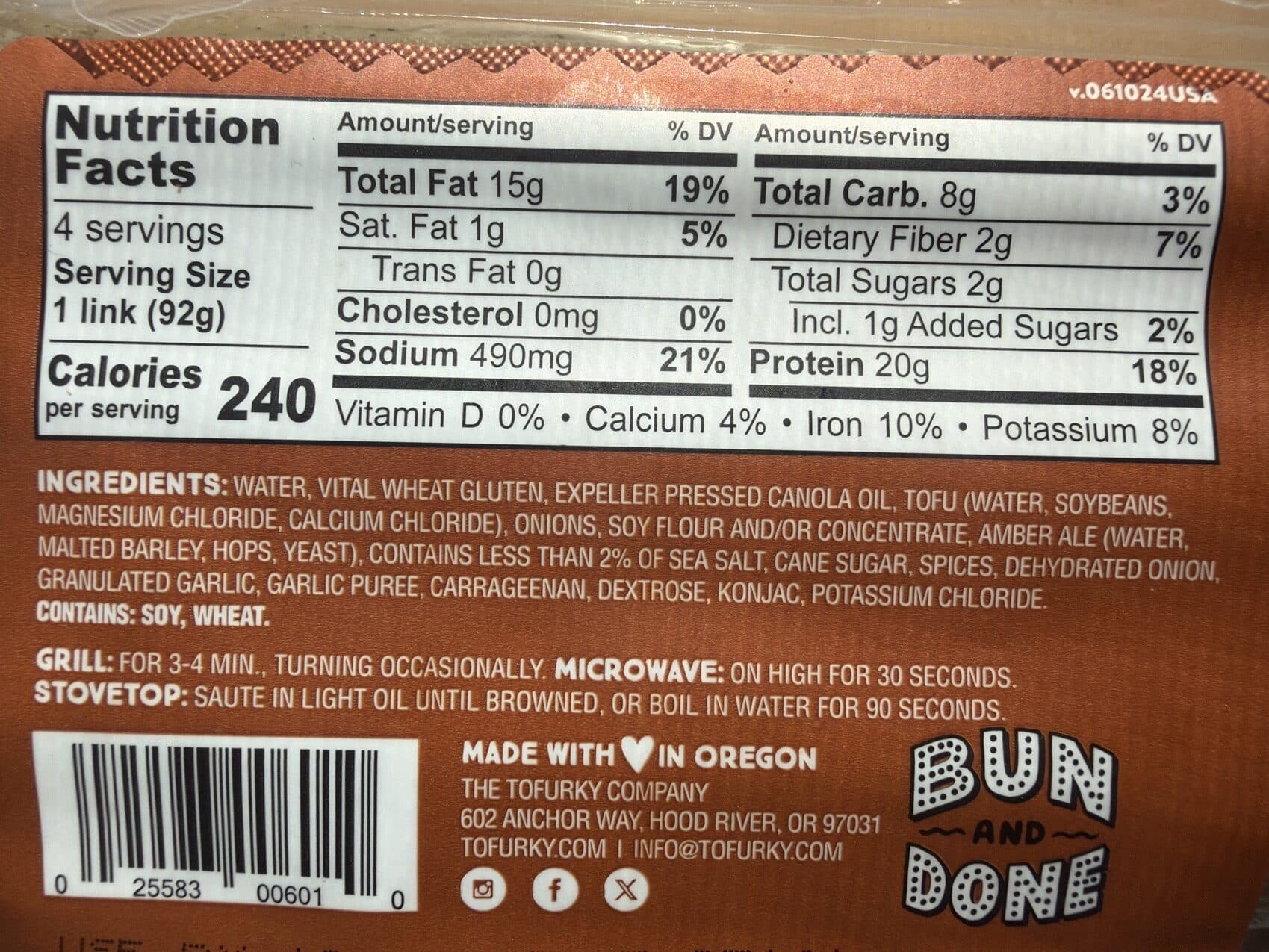Tofurky Beer Brats packshot