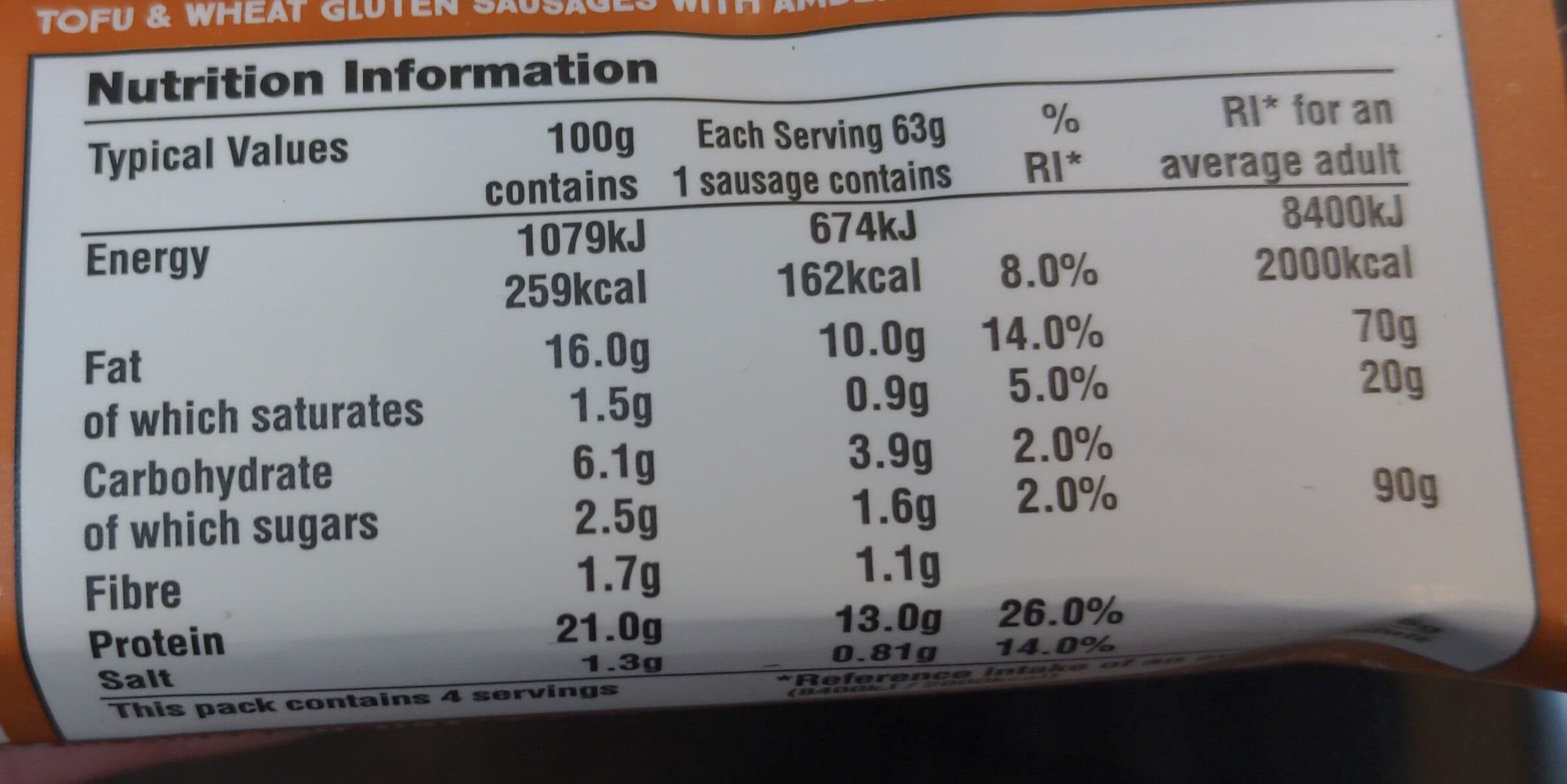 Tofurky Original Sausage - Beer Brat packshot