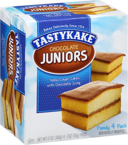 Tastykake Chocolate Juniors Yellow Layer Cakes with Chocolate Icing packshot