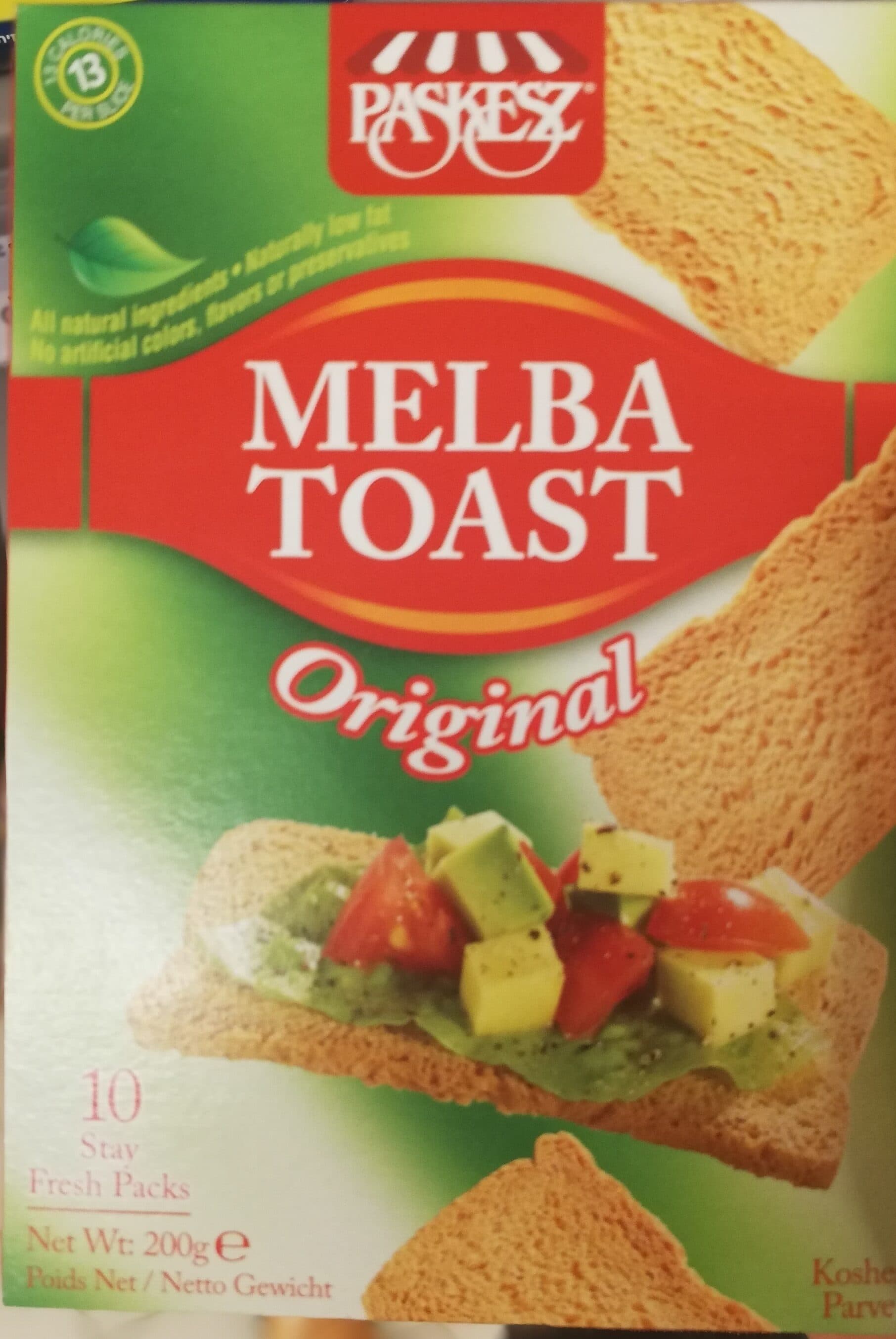 Paskesz Melba Toast Original packshot