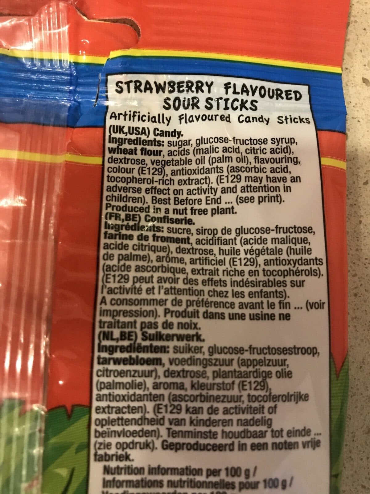 Paskesz Sour Sticks Fraise packshot