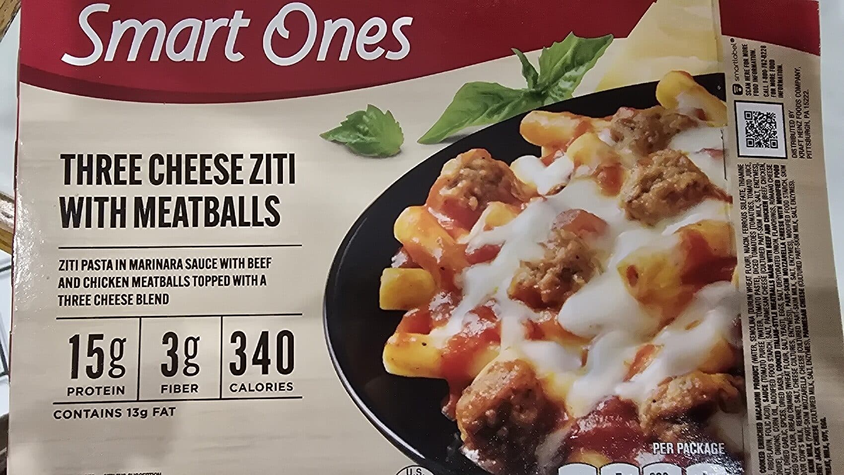 Smart Ones THREE CHEESE ZITI WITH MEATBALLS packshot