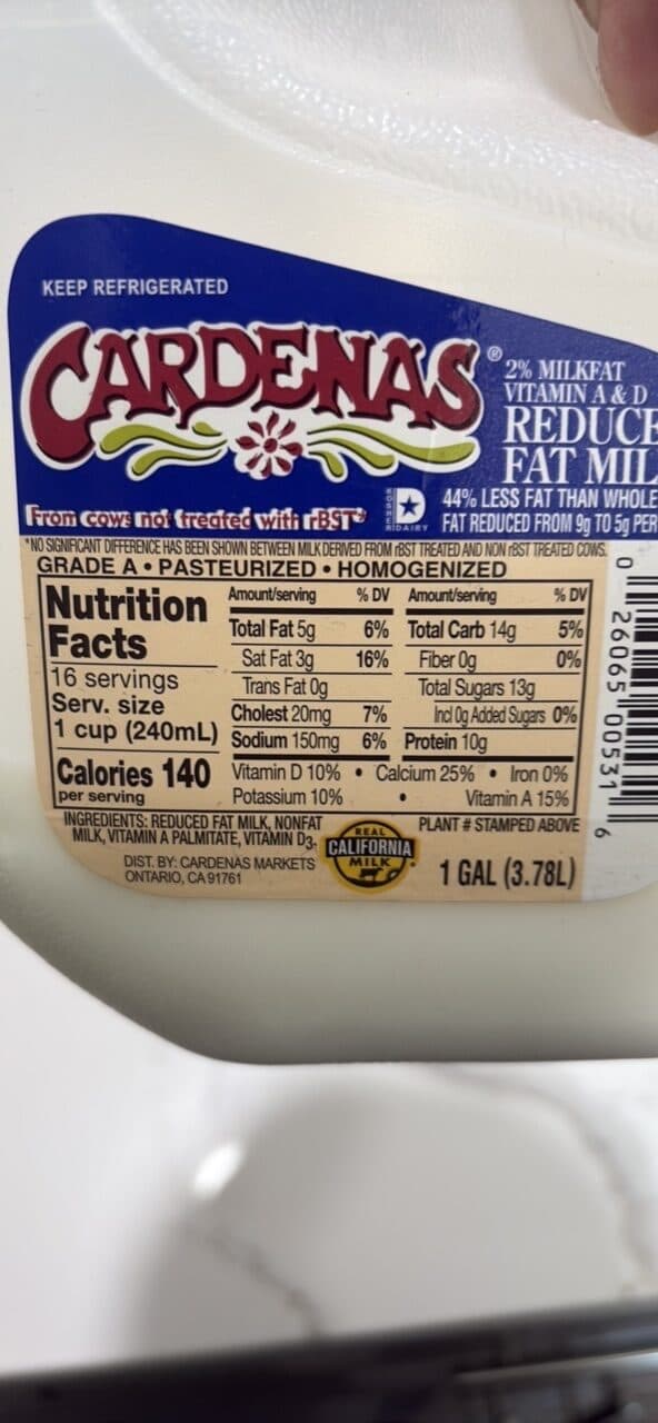 Cardenas Reduced Fat Milk packshot