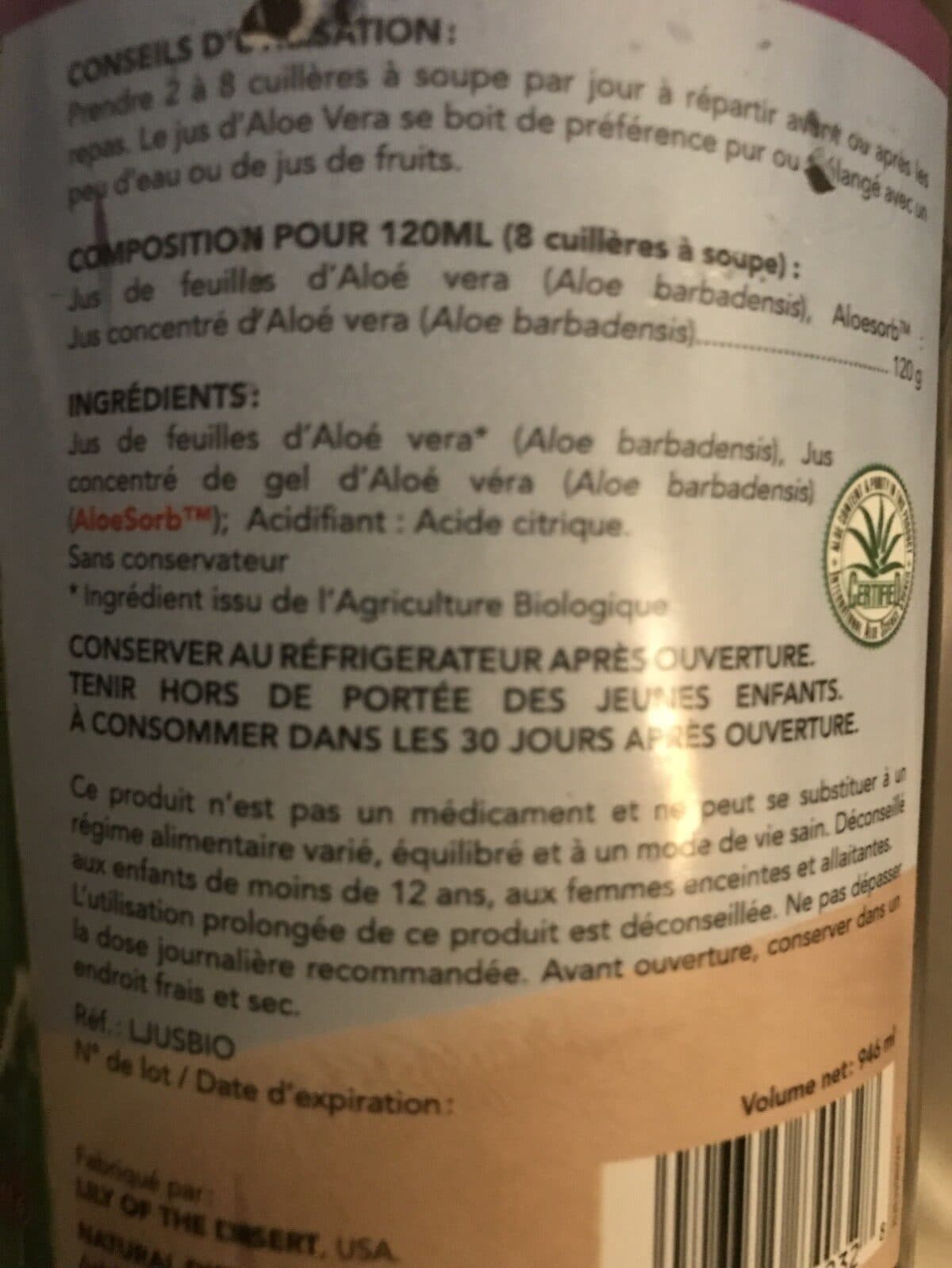 Lily of the Desert Jus D'aloe Vera packshot