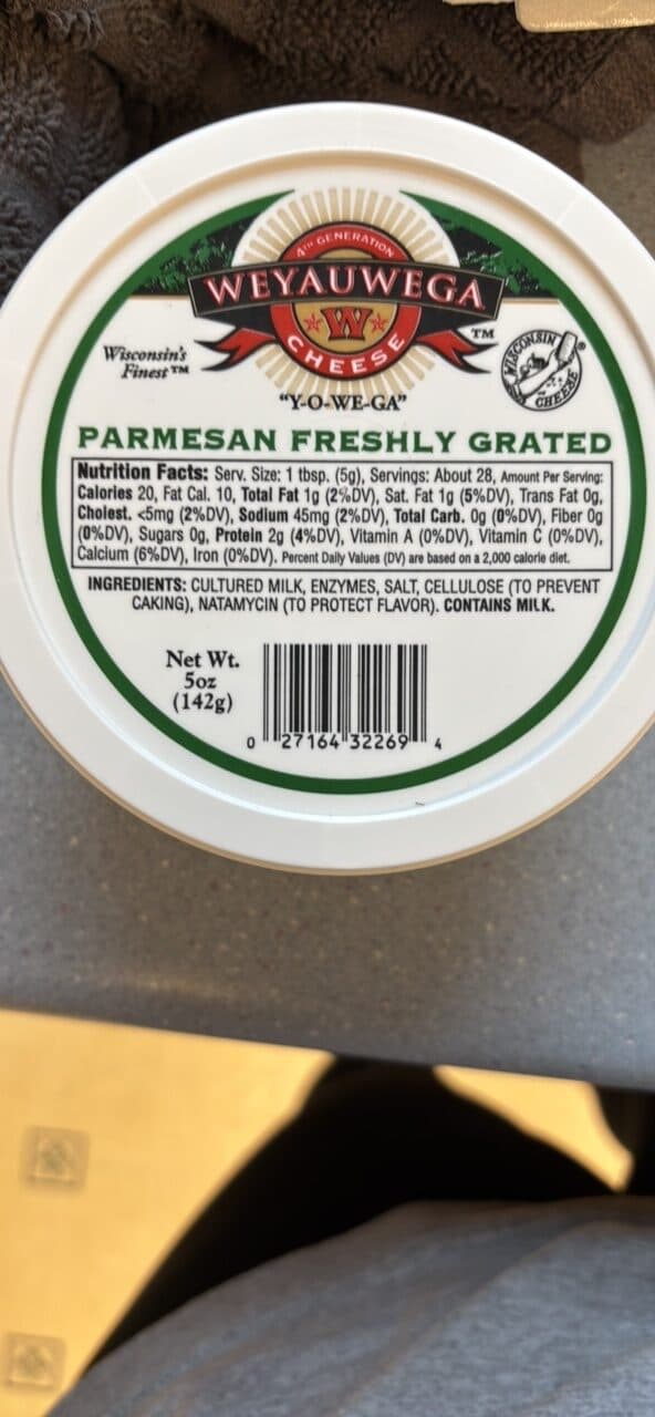 Weyauwega Cheese Parmesan Freshly Grated packshot