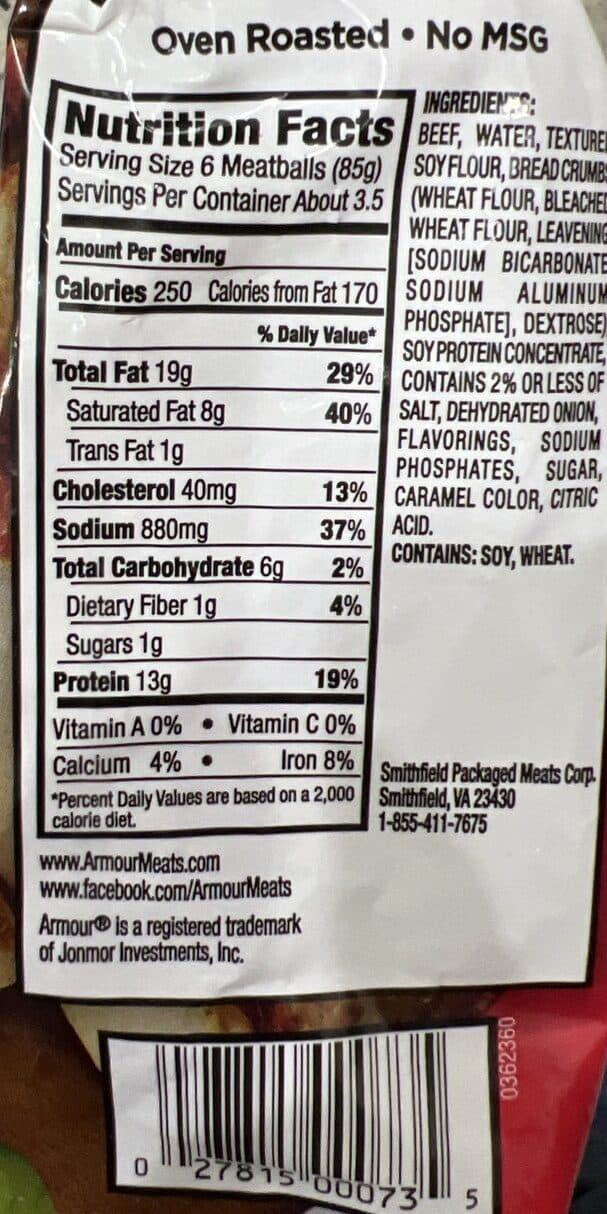 Armour Beef Meatballs packshot