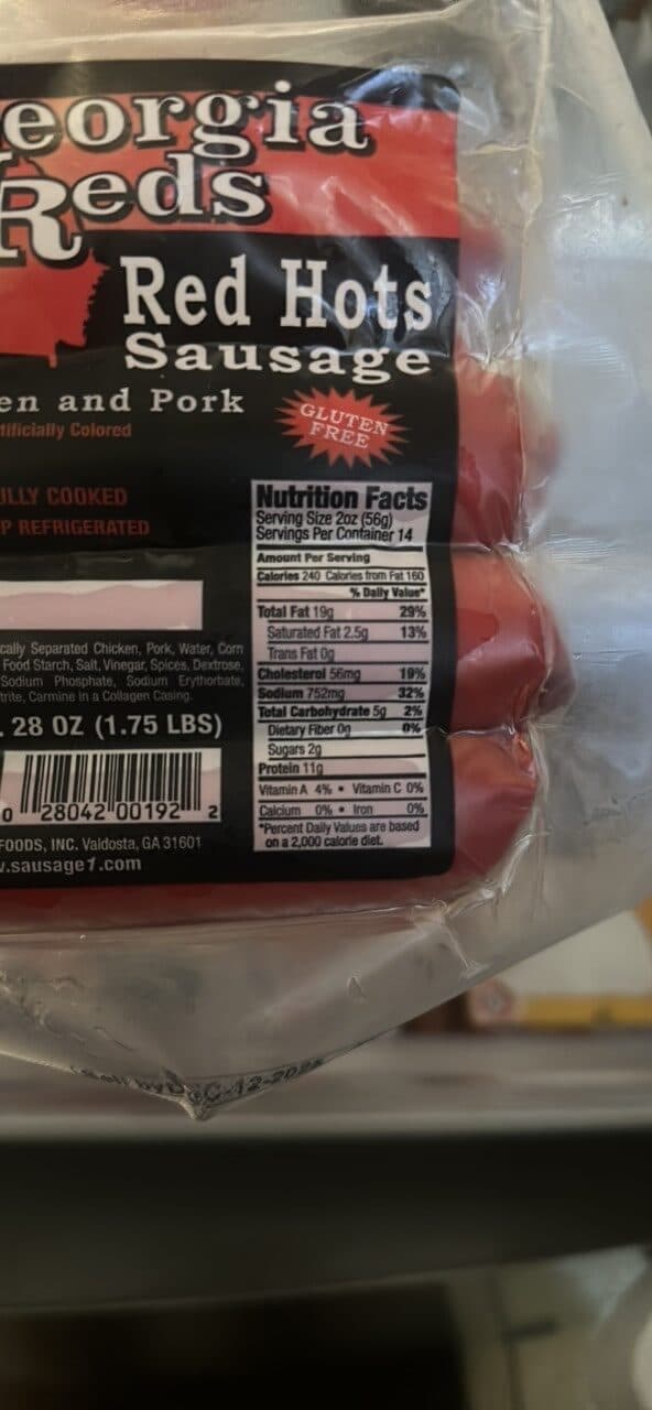 Georgia Reds Red Hots Sausage packshot