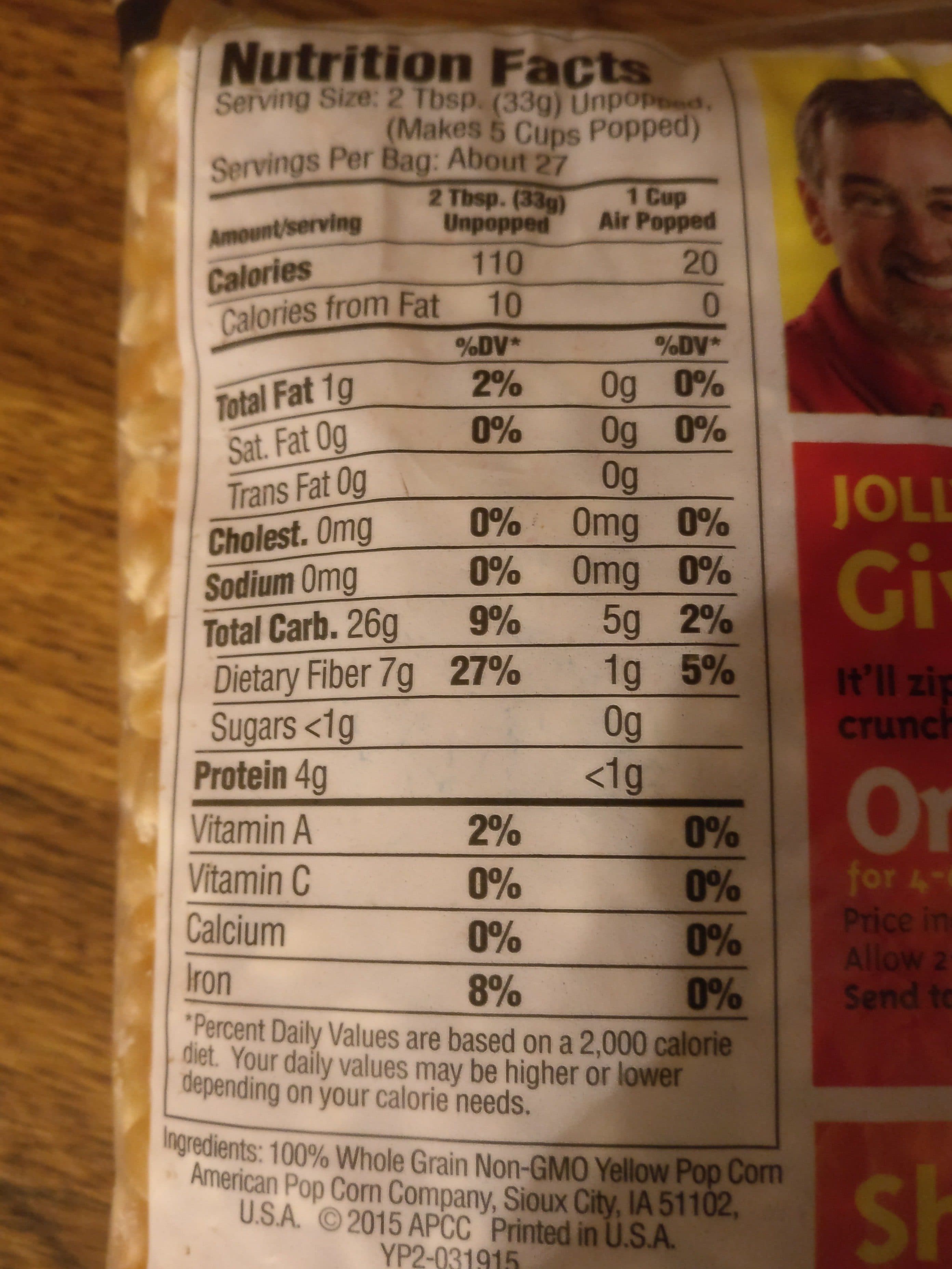 Jolly Time Yellow Pop Corn packshot