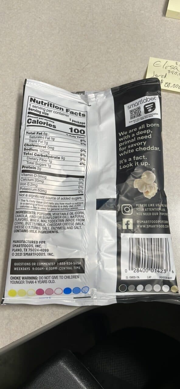 Smartfood White Cheddar Flavored Popcorn packshot