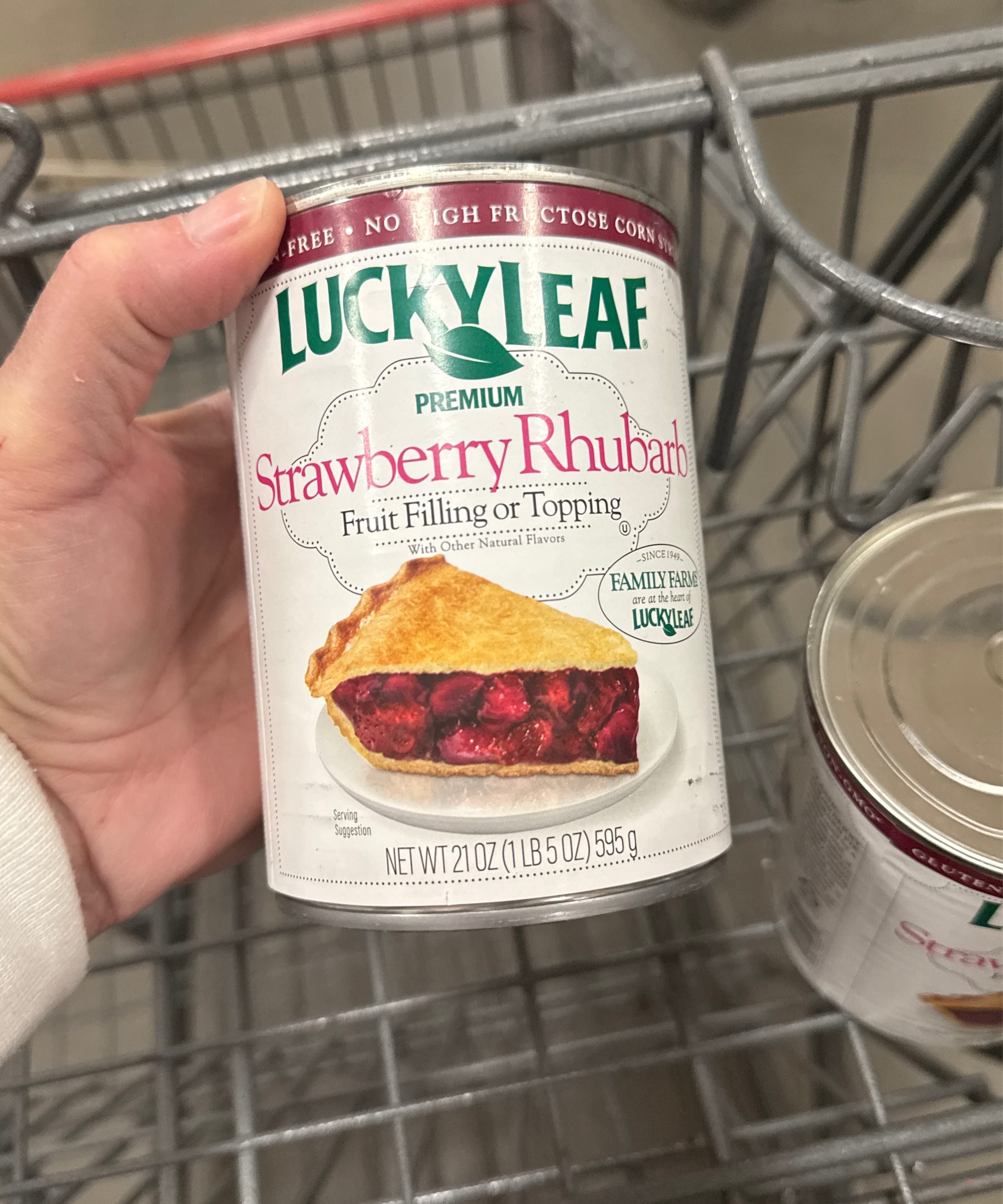 Lucky Leaf Premium strawberry rhubarb fruit filling & topping packshot